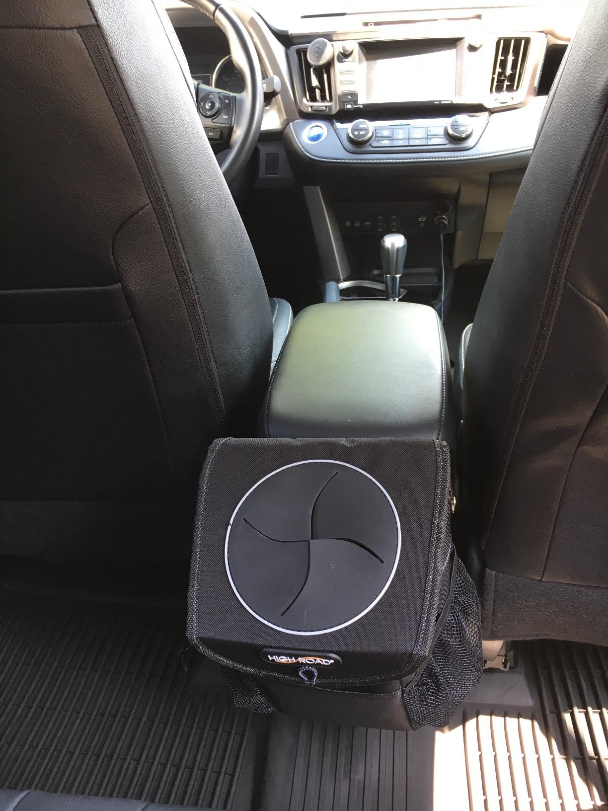 High Road StashAway Heavy Duty Car Trash Can with Rubber Lid | Leakproof Car Garbage Can With 3 Storage Pockets and Sturdy Panels for Stable Floor or Hanging Seatback Use customer photo 1