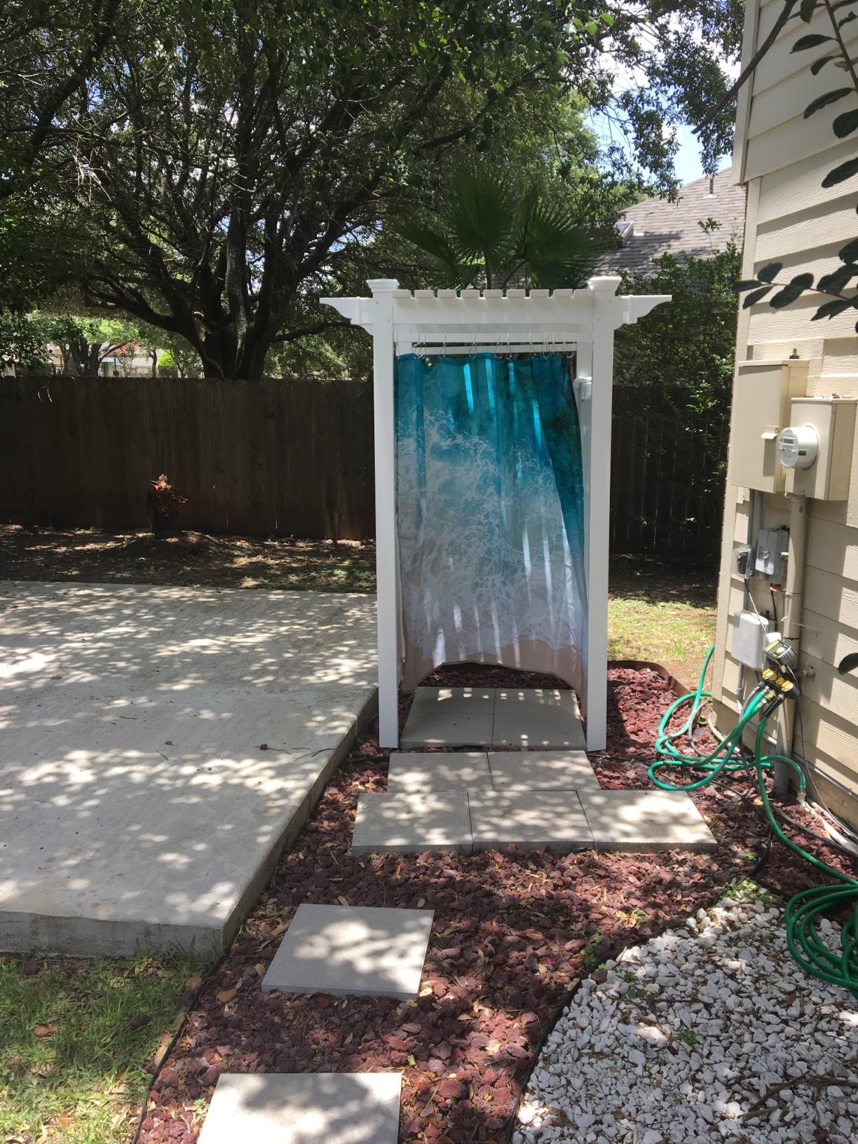 Zippity Oceanside Outdoor Shower Enclosure, White Vinyl DIY Kit | 89inH x 62inW x 47inL, Curtain Rod Included, Mounting Hardware Sold Separately, ZP19024 customer photo 2