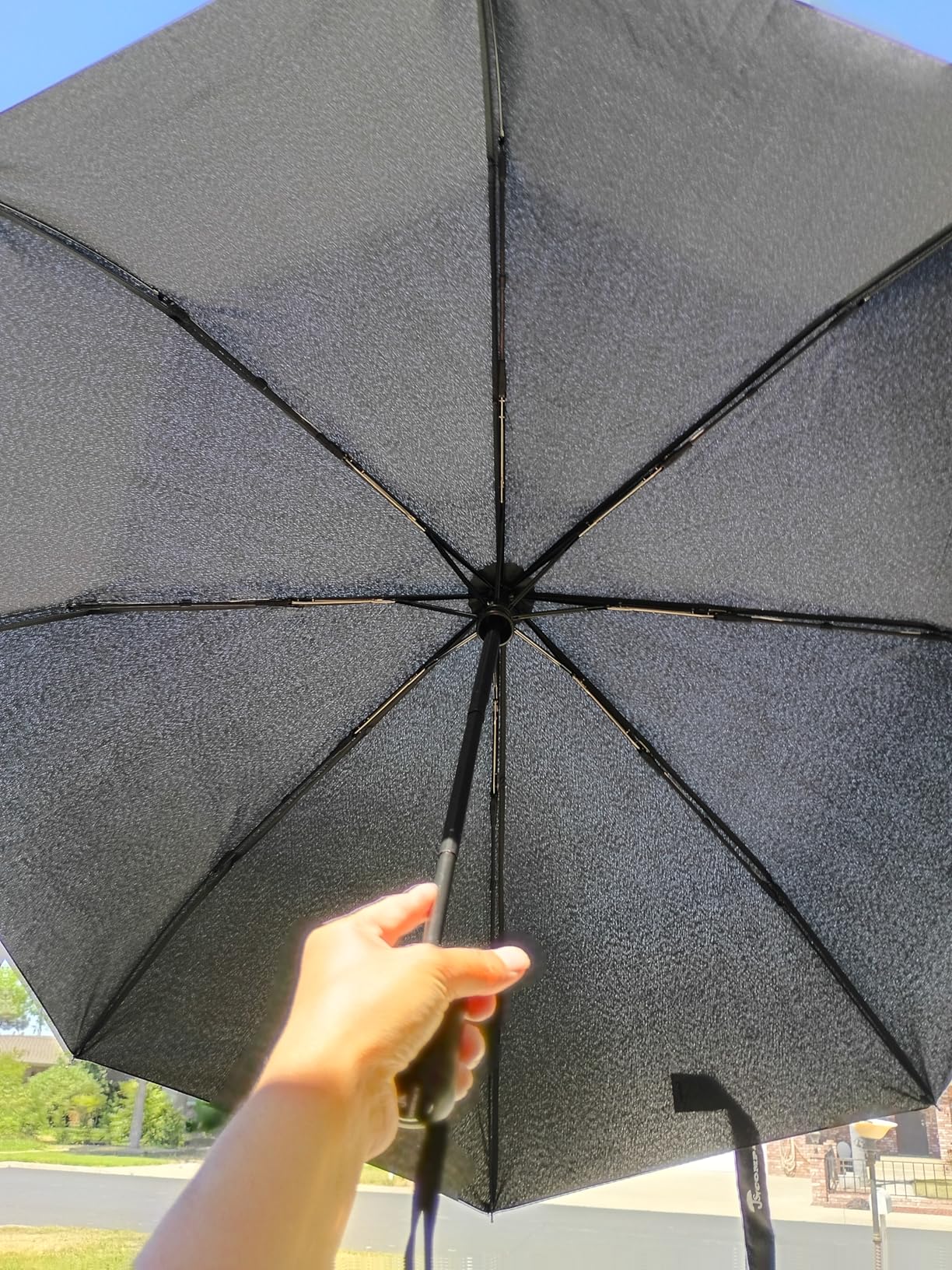SY COMPACT Travel Umbrella - Windproof Automatic Compact Umbrella for Rain, Lightest 8-Rib, Small, Strong & Portable, Durable Grip, Fits Backpack & Car, Factory Direct (UV Available) customer photo 2