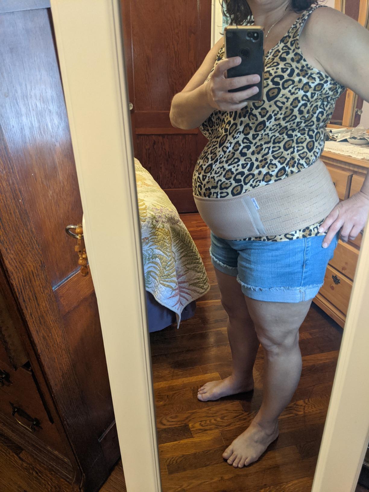 Jill & Joey Maternity Belt - Belly Band for Pregnant Women - Back Brace & Belly Support - Pregnancy Must-Have - Back Pain Relief (Beige, Medium) customer photo 2