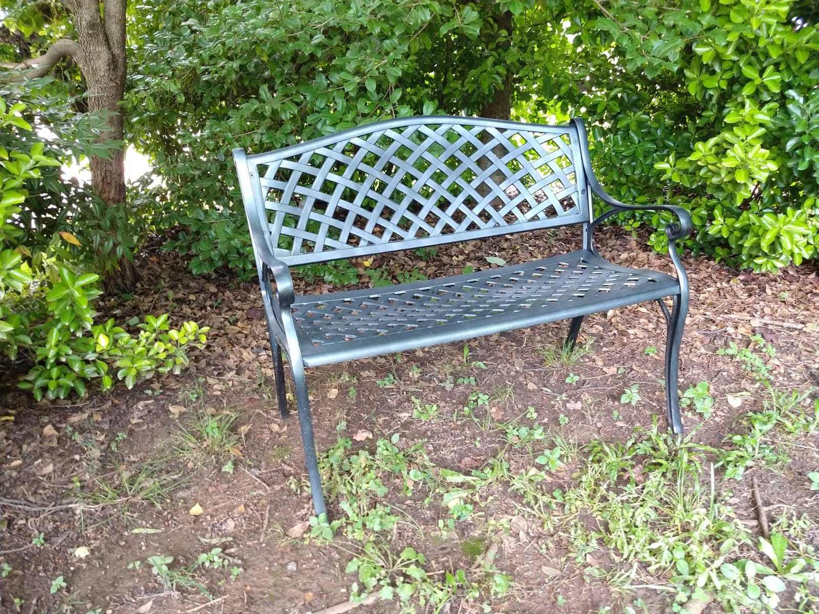 Sunnydaze Outdoor 2-Person Metal Garden Bench with Backrest, 40