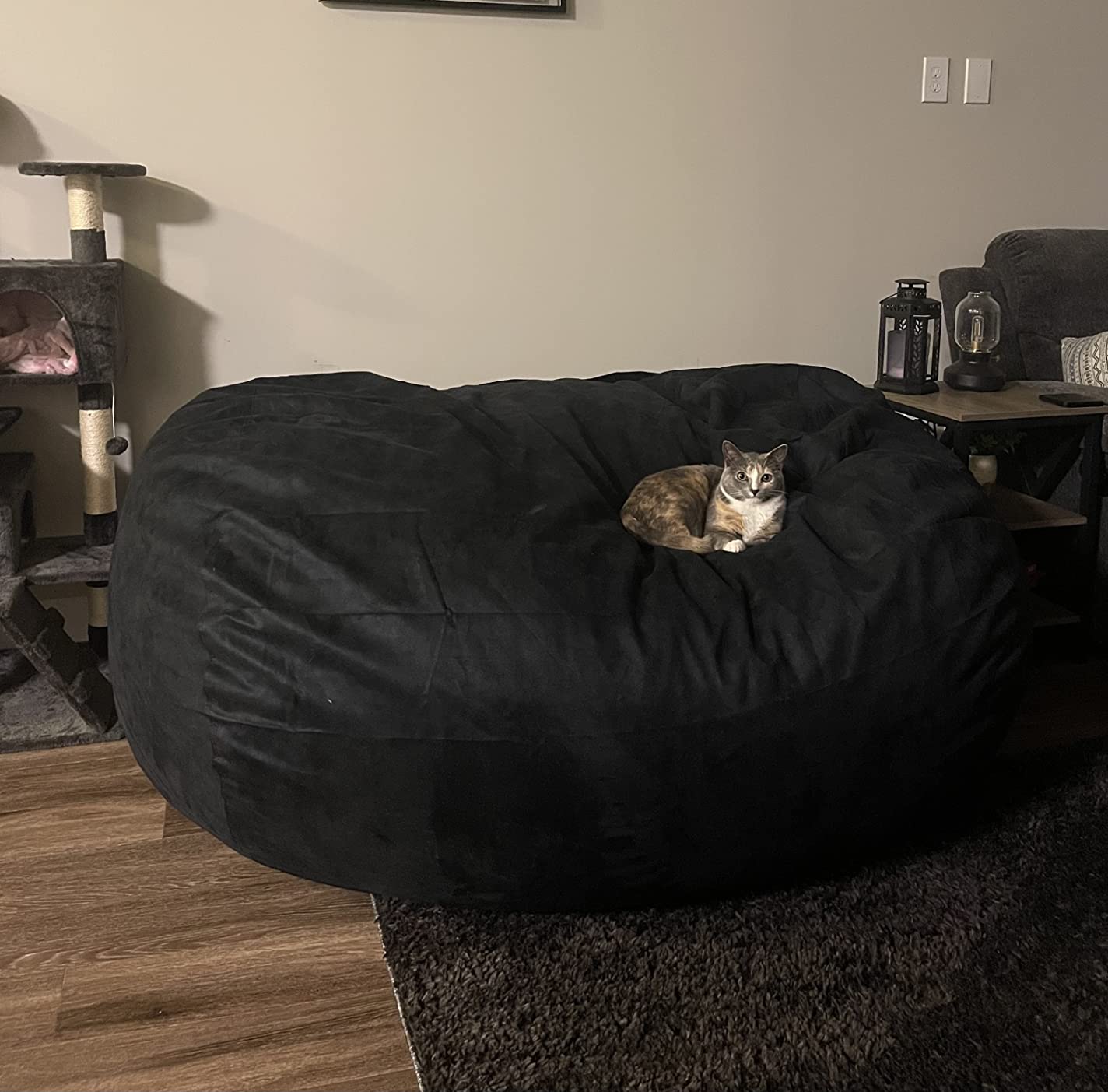 Lumaland Luxurious Giant 7ft Bean Bag Chair with Microsuede Cover - Ultra Soft, Foam Filling, Washable XXL Bean Bag Sofa for Kids, Teenagers, Adults - Black customer photo 2