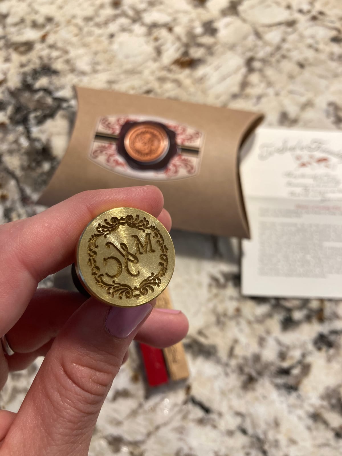 Wedding Custom Monogram Wax Seal Stamp | Personalized Initials | USA Handcrafted | Multiple Handle & Wax Color Options customer photo 1