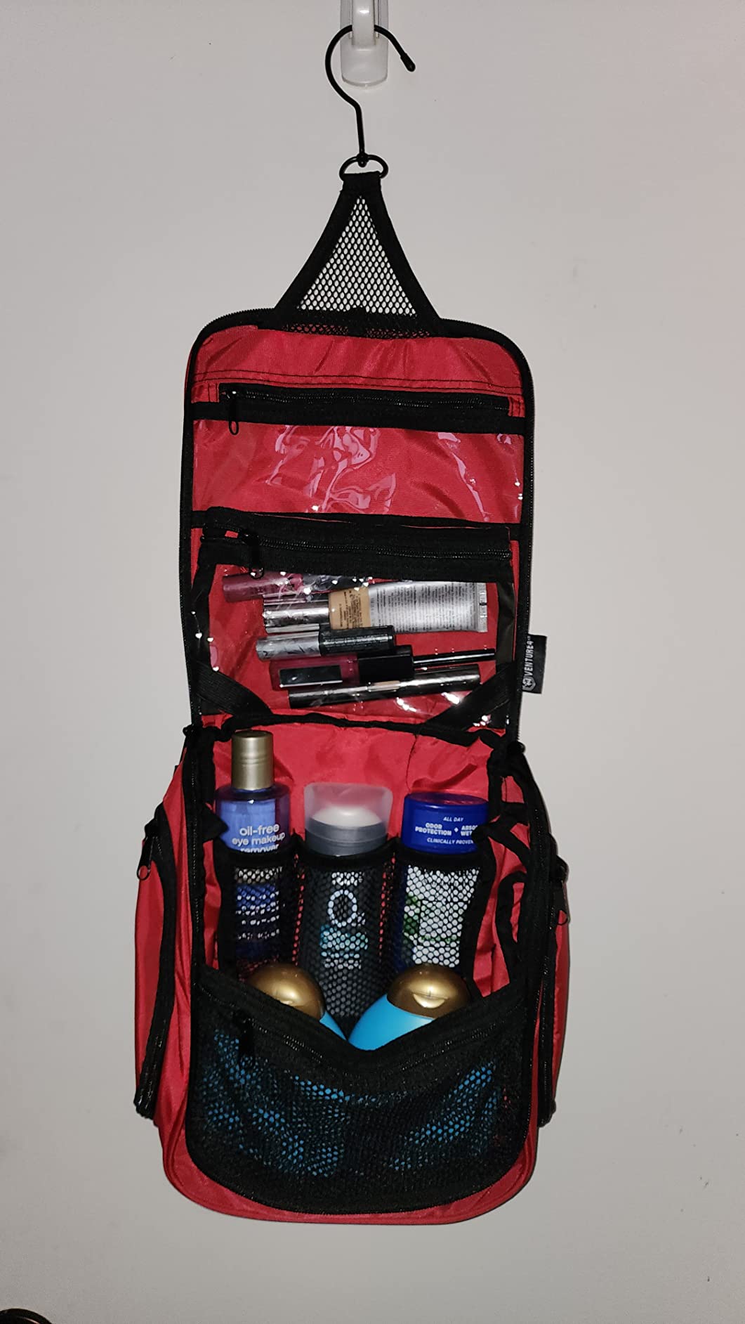 VENTURE 4TH Hanging Travel Toiletry Bag, 18 Compartments - Forest Green | Hangs on rails, hooks or doors; stands upright. Removable TSA pouch. Water-resistant Nylon 290D Twill, reinforced stitching. customer photo 1