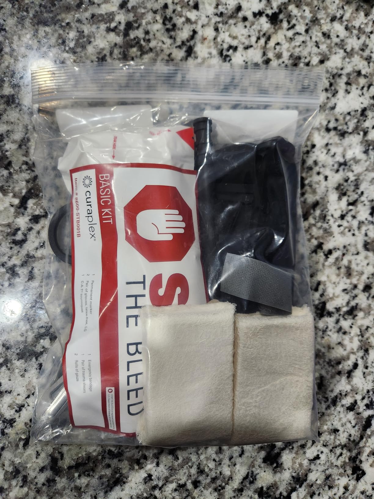 Stop the Bleed Basic Kit with CAT Tourniquet, 8 Piece Kit | Vacuum-Packed for Quick Access, Chest Seal, Gauze, Bandage, Gloves, Shears, Marker, DoD licensed, Clear Plastic Pouch customer photo 2