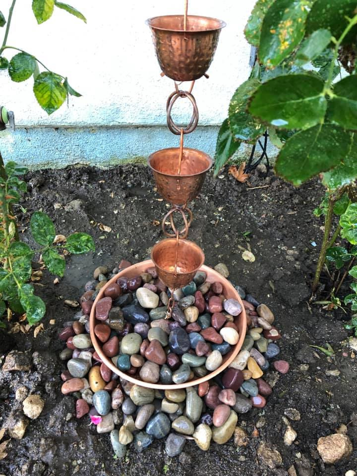 Monarch Rain Chains Rain Chain Basin - 11 Inch Hand Hammered Anchor Bowl for Gutters, Pure Copper Decorative Anchoring Basin for Outside, Garden, Lawn and Patio Water Feature, Downspout Catcher Basins customer photo 2