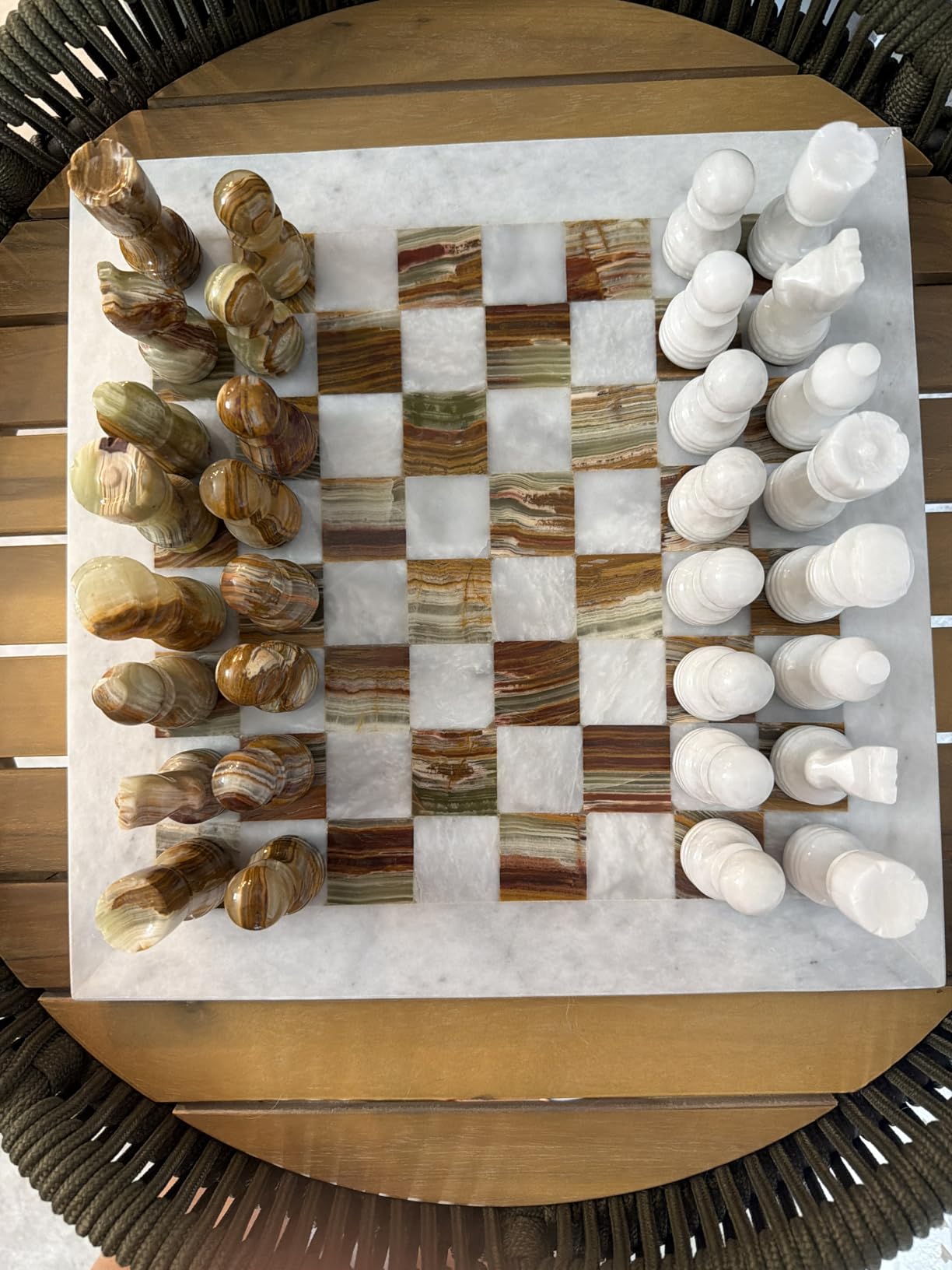 Handmade Staunton White and Green Onyx Marble Chess Board Game Set - Best Board Games for Home Décor Gifts - Suitable for Table Décor - Non Go Board Game - Non Checker Board Game customer photo 2