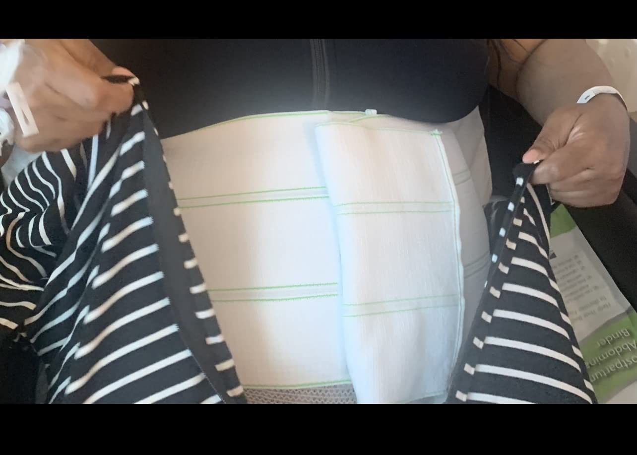 Postpartum & Post Surgery Abdominal Binder. 3-Panel belly band for recovery after childbirth, hysterectomy, tummy tuck, hernia, diastasis recti. Size L/XL (45