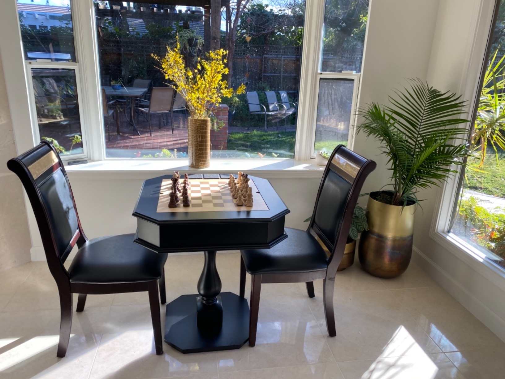BOWERY HILL 2-Drawer Game Board Table in Black for Chess, Checkers, Backgammon, 28 in x 28 in x 31 in customer photo 1