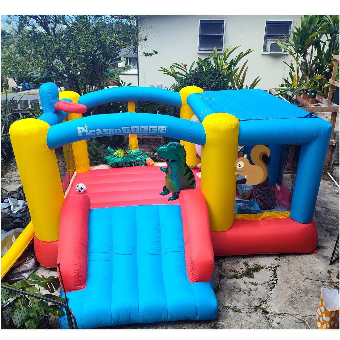 PicassoTiles KC106 8x7 Foot Junior Inflatable Bouncer, Kid Park, Jumping Bouncing House, Jump Slide Playhouse w/ 50 Pit Balls, 3 Sides Mesh Protection, and Heavy-Duty GFCI ETL Certified 385W Blower customer photo 2