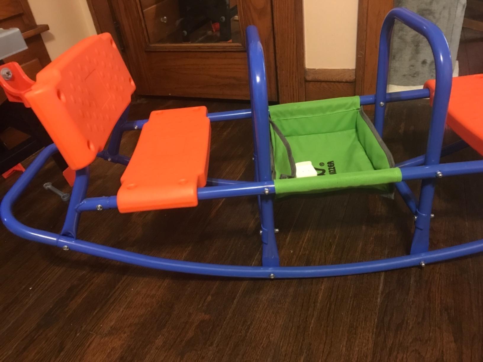 PLATPORTS Double Rocking Seesaw - 2-Seater Teeter Totter for Kids Ages 3-5 - Outdoor Ride-On Playground Toy for Two Children - Durable Steel Rocking Chair Seesaw for Backyard Fun customer photo 2