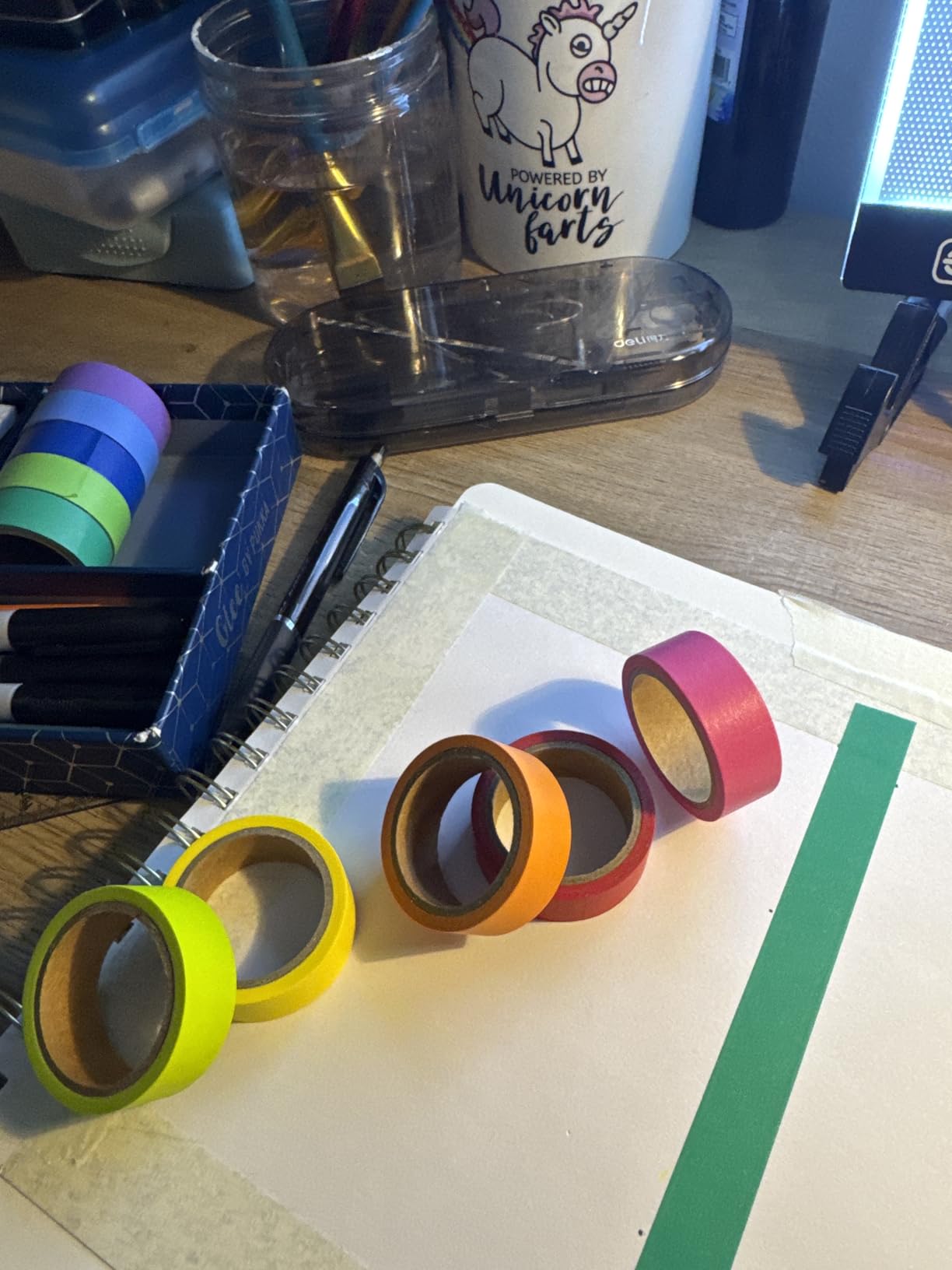 Piokio 15 Roll Multi Pack Colored Washi Tape | 492 Feet x 0.6 inch Wide, Rainbow Solid Color, Egg Decorating, DIY School Supplies, Decorative & Masking Tape customer photo 2
