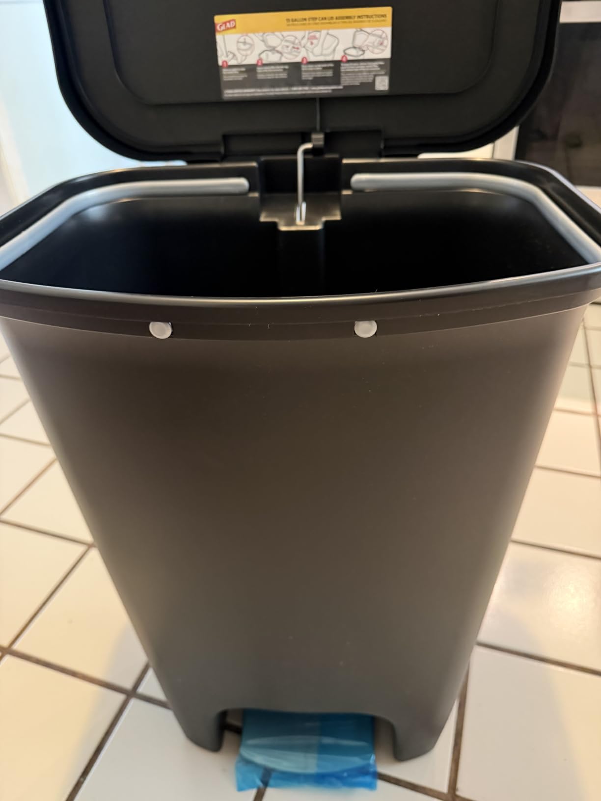 Glad Trash Can with Clorox Odor Protection | Plastic Bin, 13 Gal, Black | Kitchen Waste Bin | Hands Free with Step On Foot Pedal and Garbage Bag Rings customer photo 2