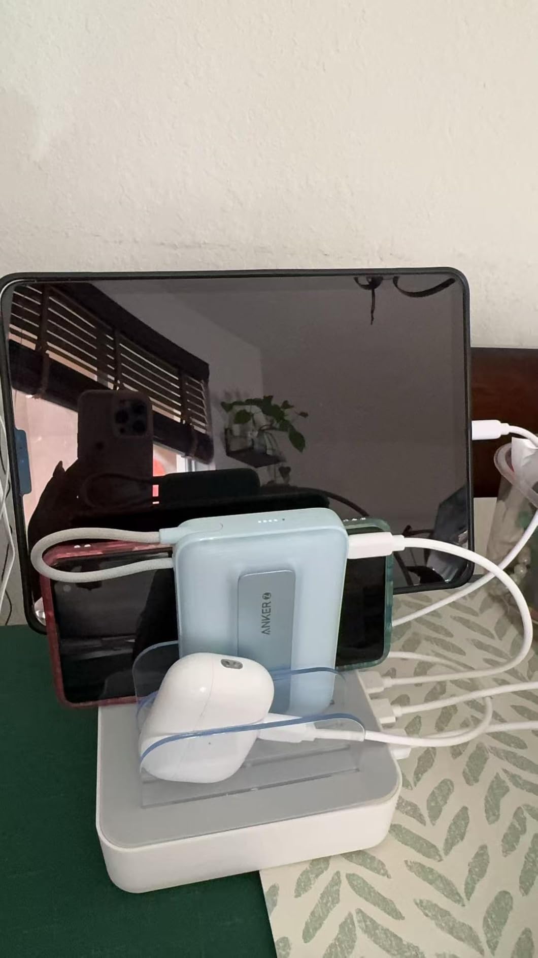 MSTJRY Charging Station for Multiple Devices: 5 Port Multi USB-A Charger Stations Multi-Device Organizer Charging Dock Designed for iPhone iPad Cell Phone Tablets (7 Short Cables Included), Black customer photo 2