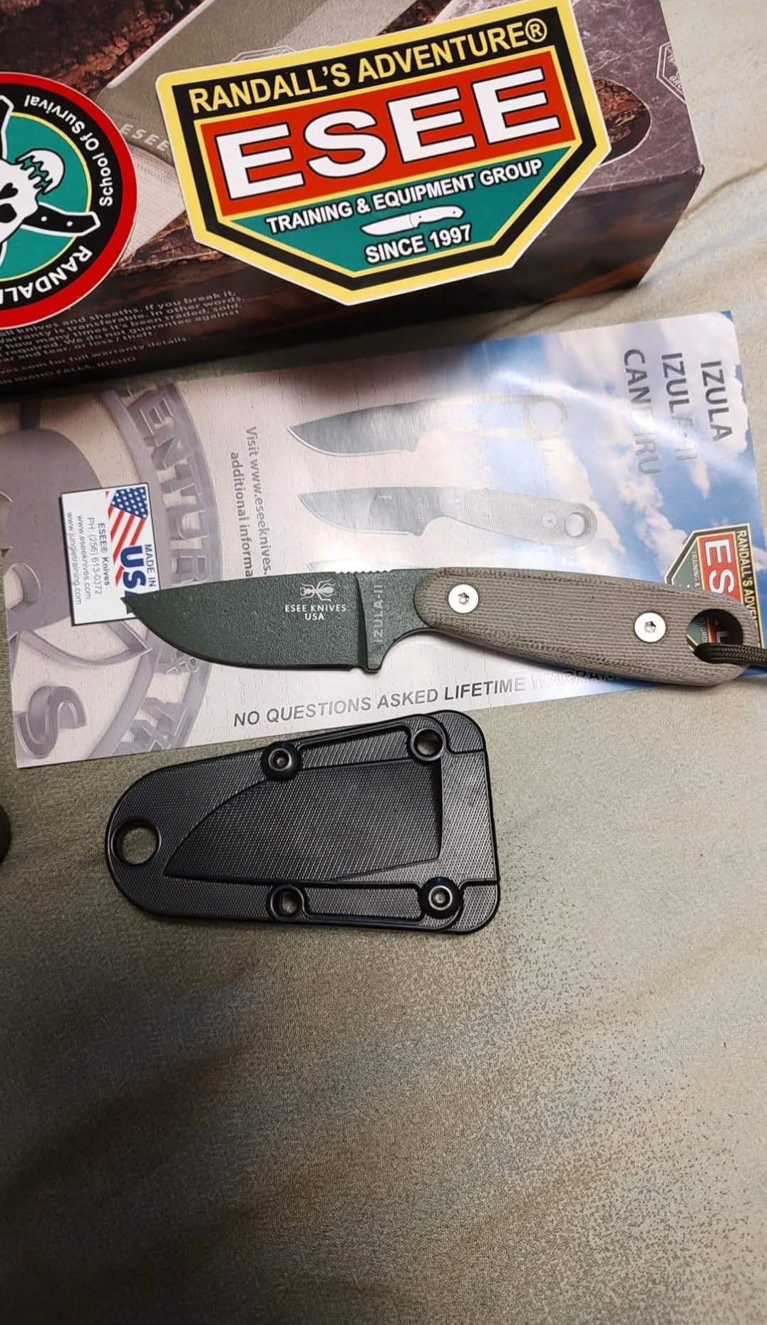 ESEE Knives Izula-II Fixed Blade Knife with Micarta Handle, Molded Sheath and Clip Plate customer photo 1