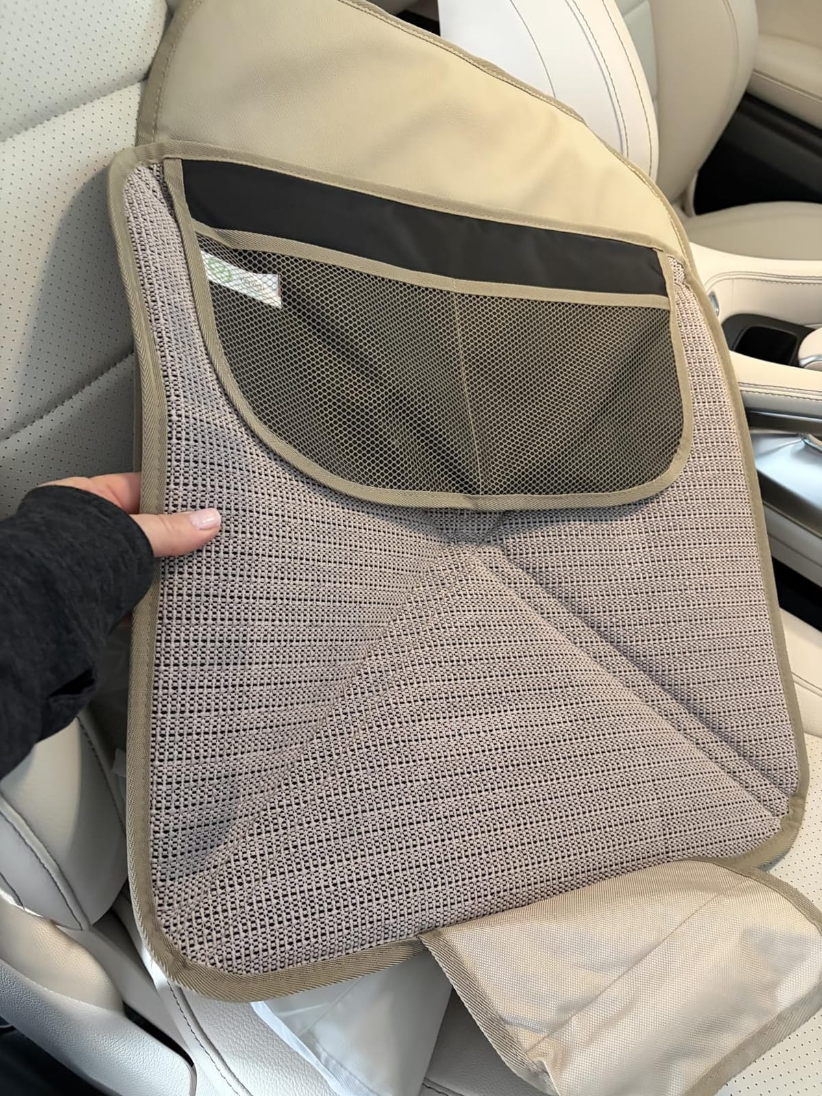 Viaviat Car Seat Protector Leather Waterproof Child Safety Seat Protector Cover with Thick Pad and 2 Large Pockets Durable Kick Mat for All Auto Seat (Black) customer photo 1