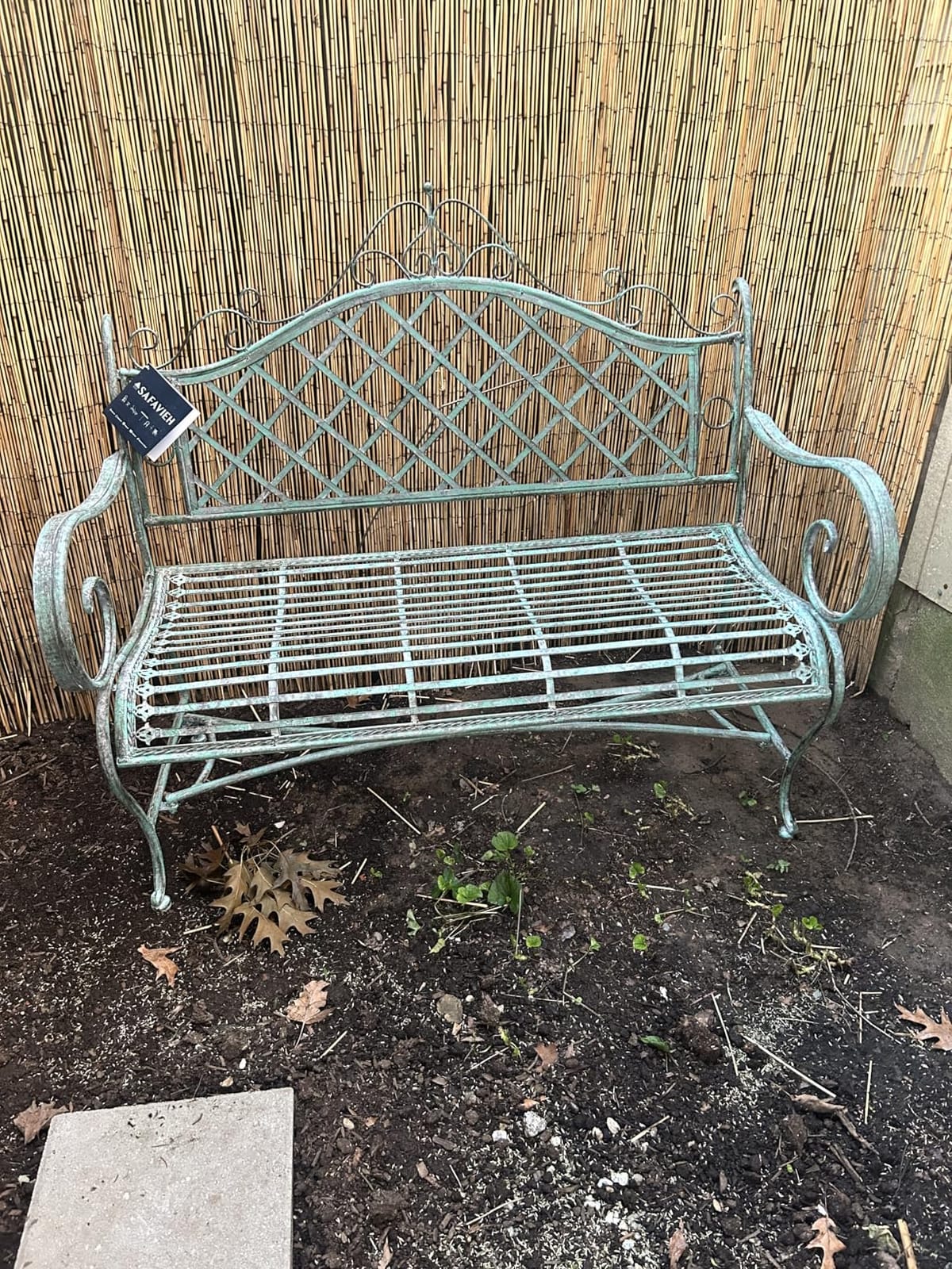 SAFAVIEH Outdoor - Abner Outdoor Iron Garden Bench - Antique White - Scrollwork Design - Ideal for Patio, Deck, Porch, Garden, 17 Seat Height (PAT5017A) customer photo 2