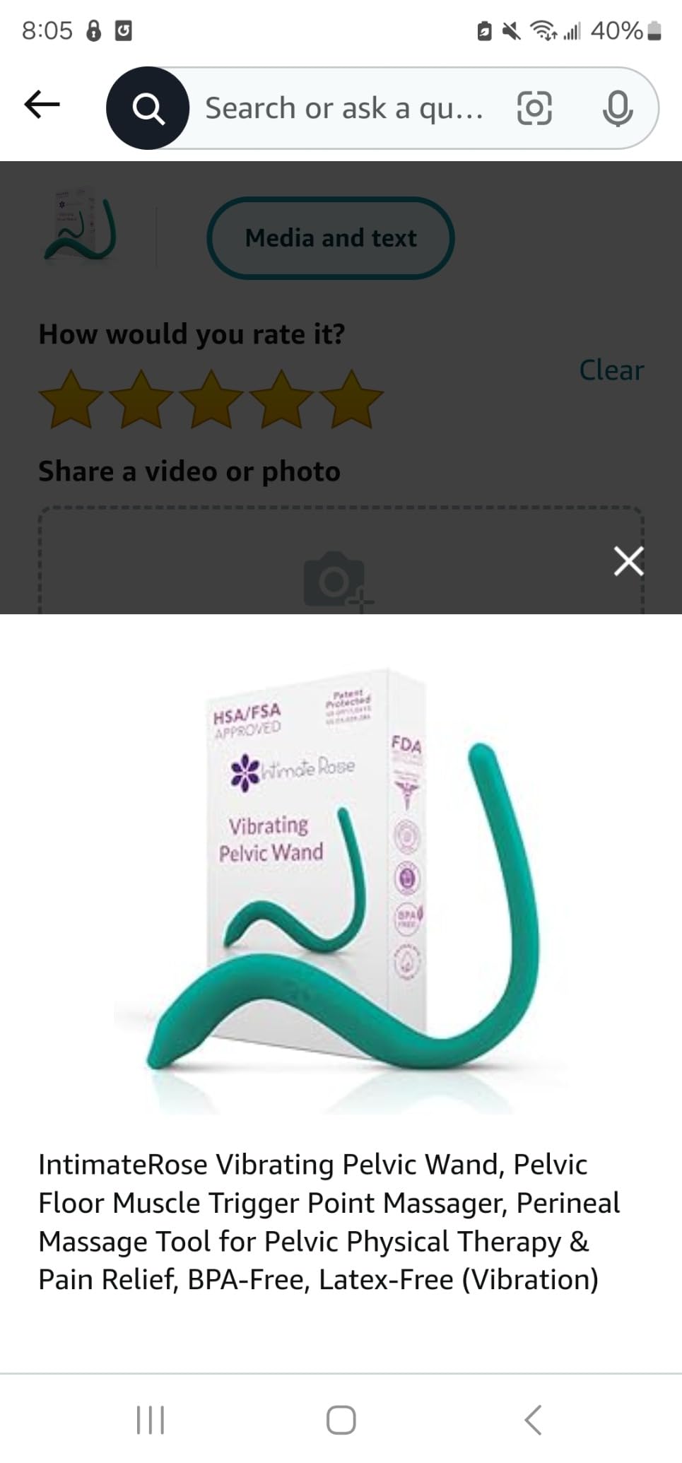 Intimate Rose Vibrating Pelvic Wand for Pelvic Pain Muscle Relief | BPA-Free, Latex-Free (Vibration) for Women and Men - Pelvic Physical Therapy Use for Trigger Point & Tender Point Release customer photo 1