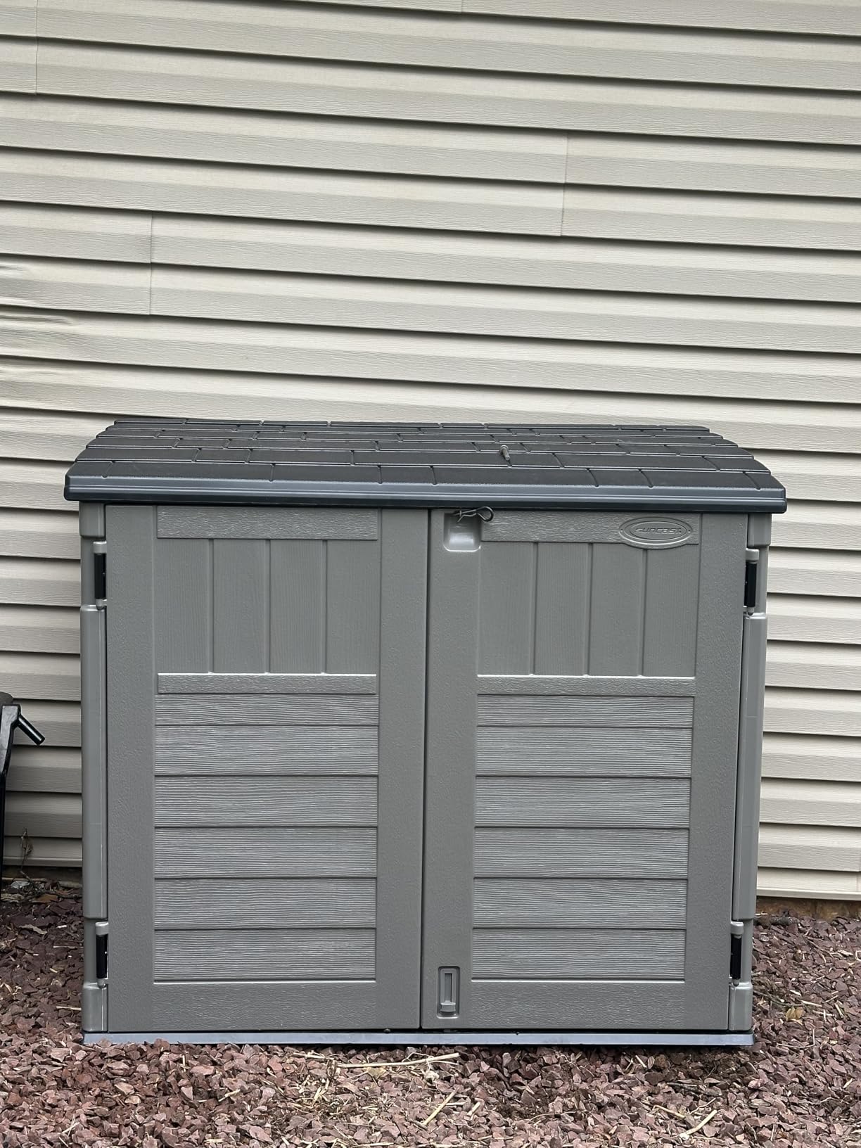 Suncast 34 Cu Ft Horizontal Storage Shed, Resin, Lockable, Stoney Black customer photo 2