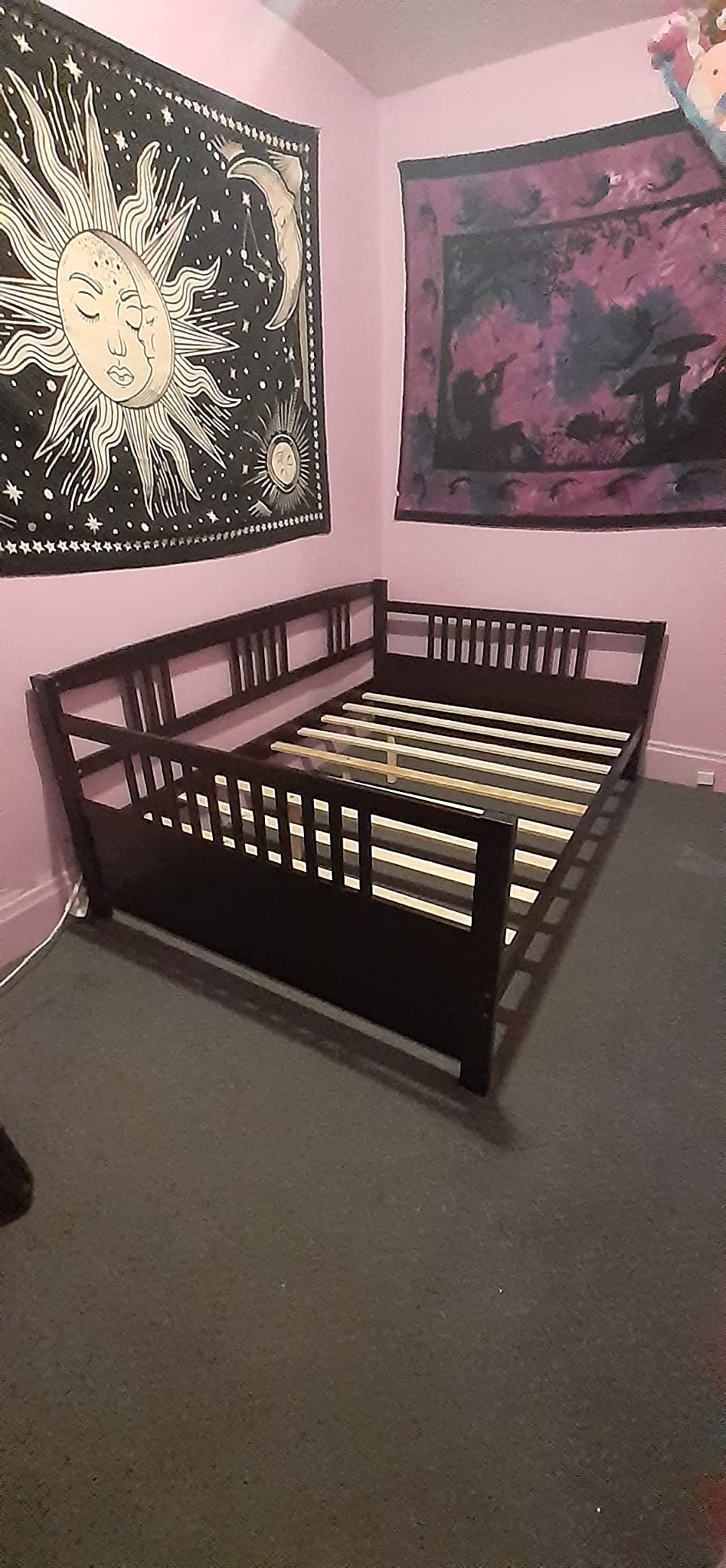 Harper & Bright Designs Full Size Corner Bed Frame, Modern Full Wood Daybed Frame with Slats Support, Multi-Functional Sofa Bed for Living Room, Guest Room, Espresso customer photo 2