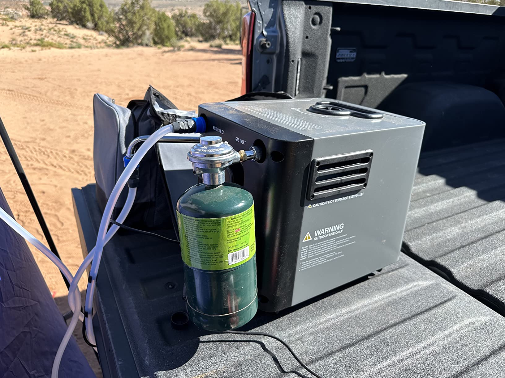 Hike Crew Portable Propane Tankless Water Heater & Shower, LCD, Gray | Perfect for camping, hiking, fishing, and RV trips - powered by AC/DC or 12V car adapter with auto safety shutoff customer photo 2