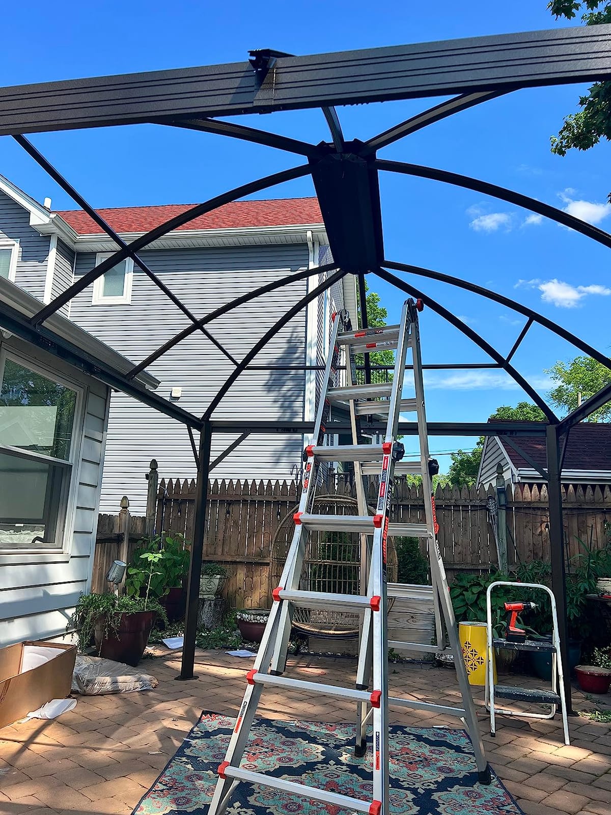 Outsunny 10' x 13' Hardtop Gazebo Canopy w/Galvanized Steel Roof Brown | Aluminum Outdoor Pavilion Gazebo, Top Hook, Netting, Curtains, Patio Garden Backyard Deck customer photo 1