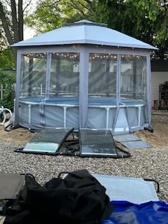 Outsunny 13' x 13' Pop Up Gazebo Hexagonal Canopy Shelter Coffee and Beige | 6 Zippered Mesh Netting, Event Tent, Strong Steel Frame, Patio Backyard Garden Wedding Party customer photo 1