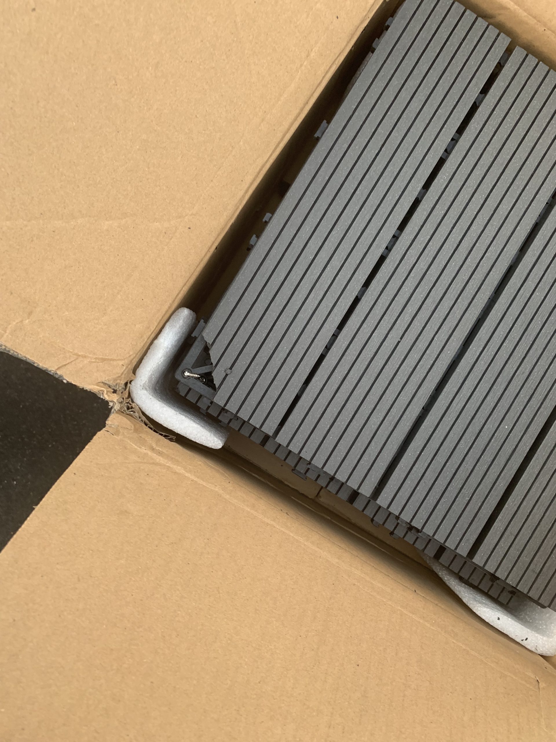 Interlocking Deck Tiles - 6-Pack Wood Plastic Composite Patio Tiles - Outdoor Flooring for Balcony, Porch, and Garage by Pure Garden (Dark Gray) customer photo 2