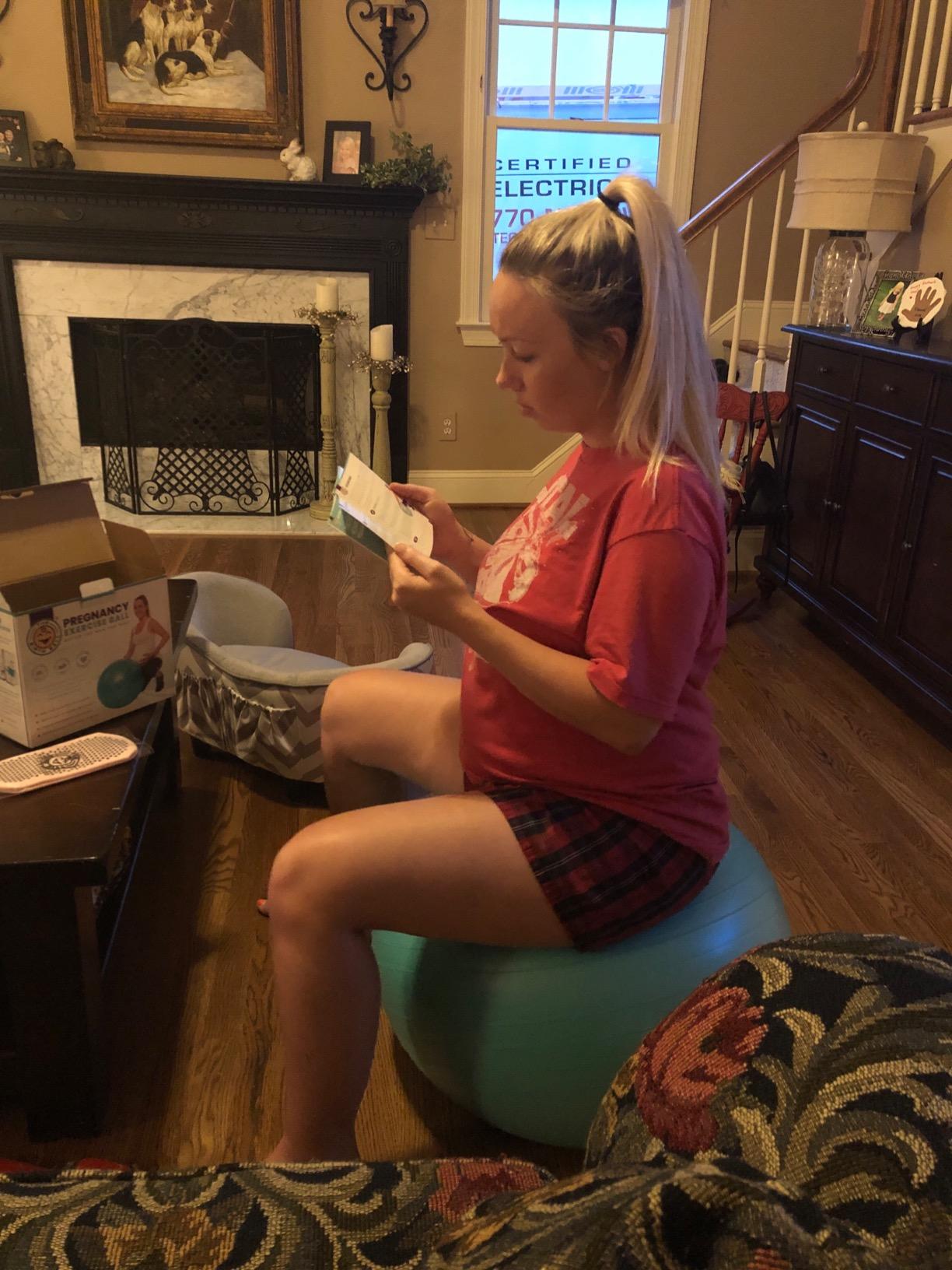 The Birth Ball - Birthing Ball for Pregnancy & Labor - 18 Page Pregnancy Ball Exercises Guide by Trimester - Non Slip Socks - How to Dilate, Induce, & Reposition Baby for Mom customer photo 2