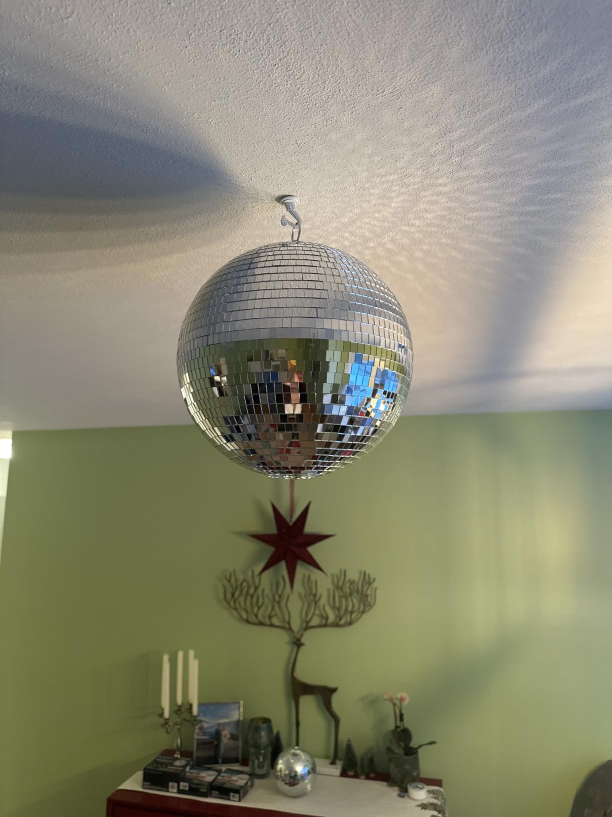 Youdepot 16-Inch Large Disco Ball Hanging Mirror Ball Decor | for Disco Party Decorations, Weddings, Events, Disco Christmas Decor, and Home Celebration customer photo 1