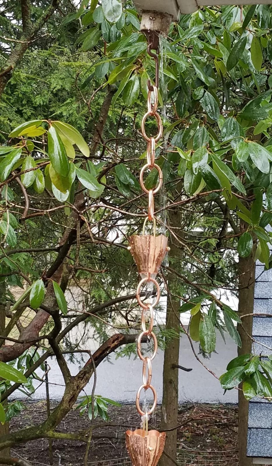 Good Directions 491V1-8 Crocus Rain Chain 8-1/2 Feet Long, Large Cups, 100% Blue Verde Pure Copper customer photo 2