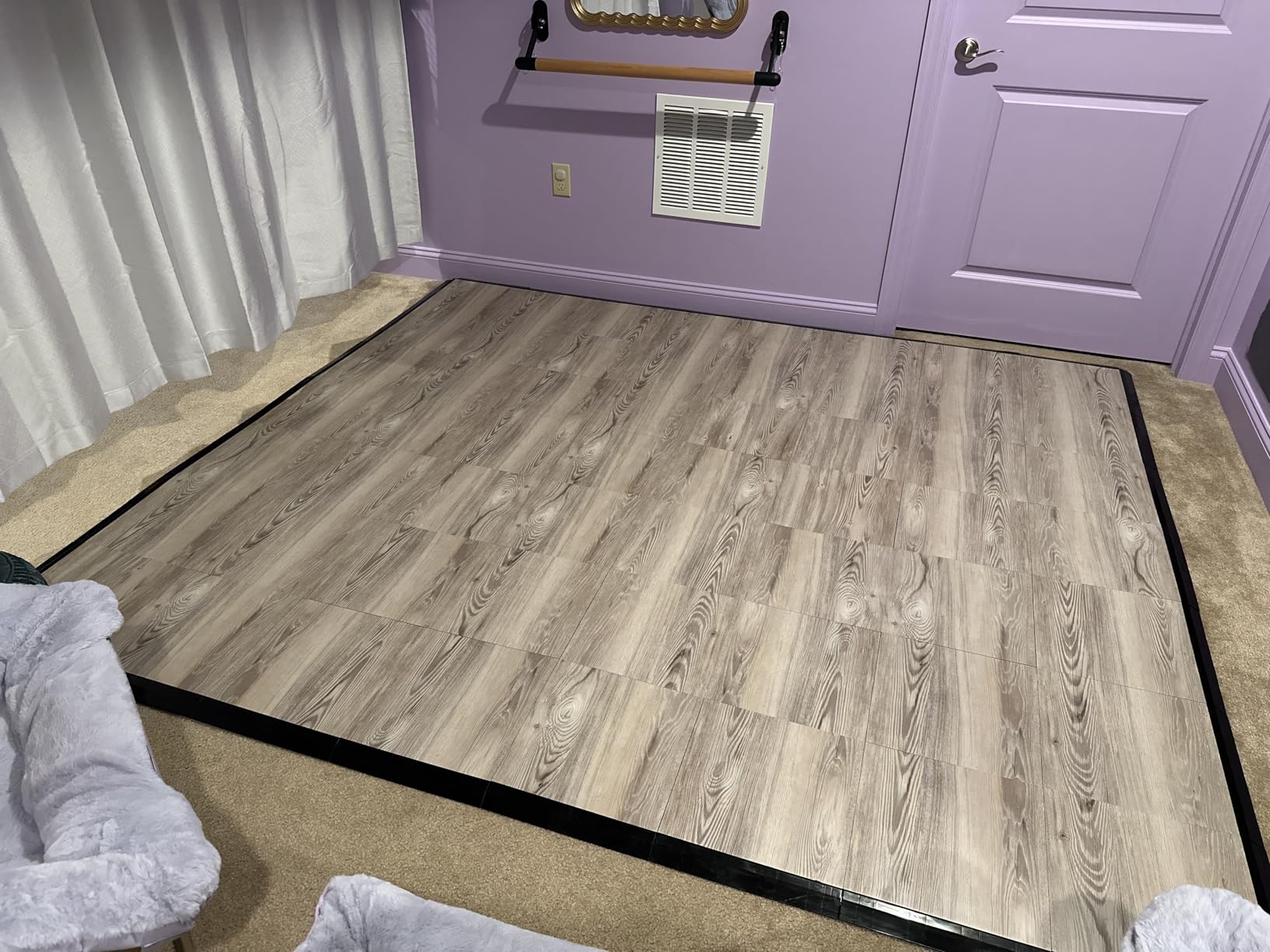 VersaStep by FlooringInc 12 x 12 Inch Interlocking Dance Floor Tiles, Portable Vinyl Dance Floor for Home Practice, 3/8 Inch Thick Snap Together Tap and Ballet Flooring, Dark Maple, 52 Tiles, 52 Sq Ft customer photo 1