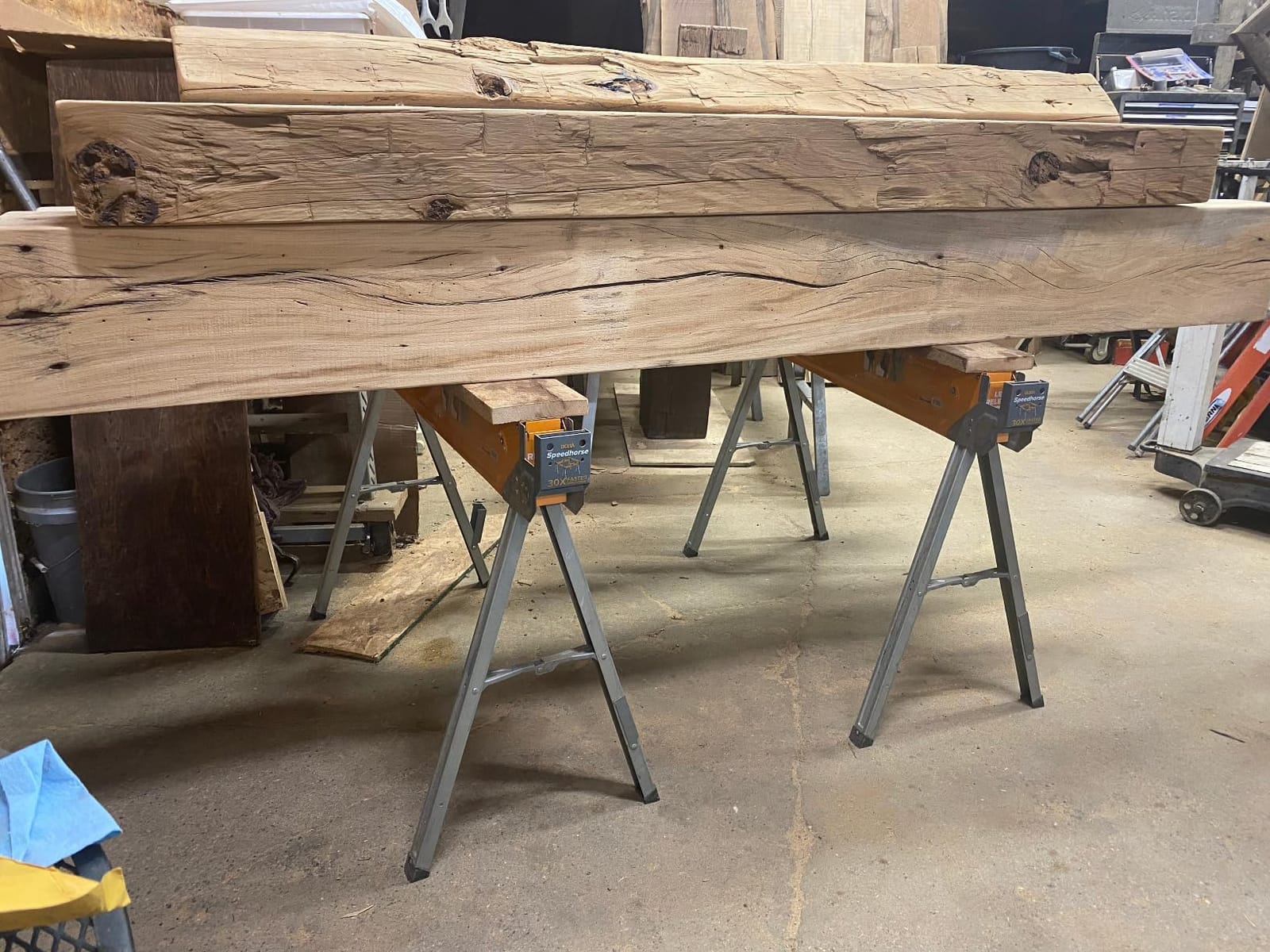 BORA Speedhorse Saw Horses 2 Pack Folding Heavy Duty Metal Sawhorse | Instant Setup, 3600-lb capacity, 2x4 Bracket, Metal folding sawhorses, Portable workbench, foldable compact storage customer photo 2