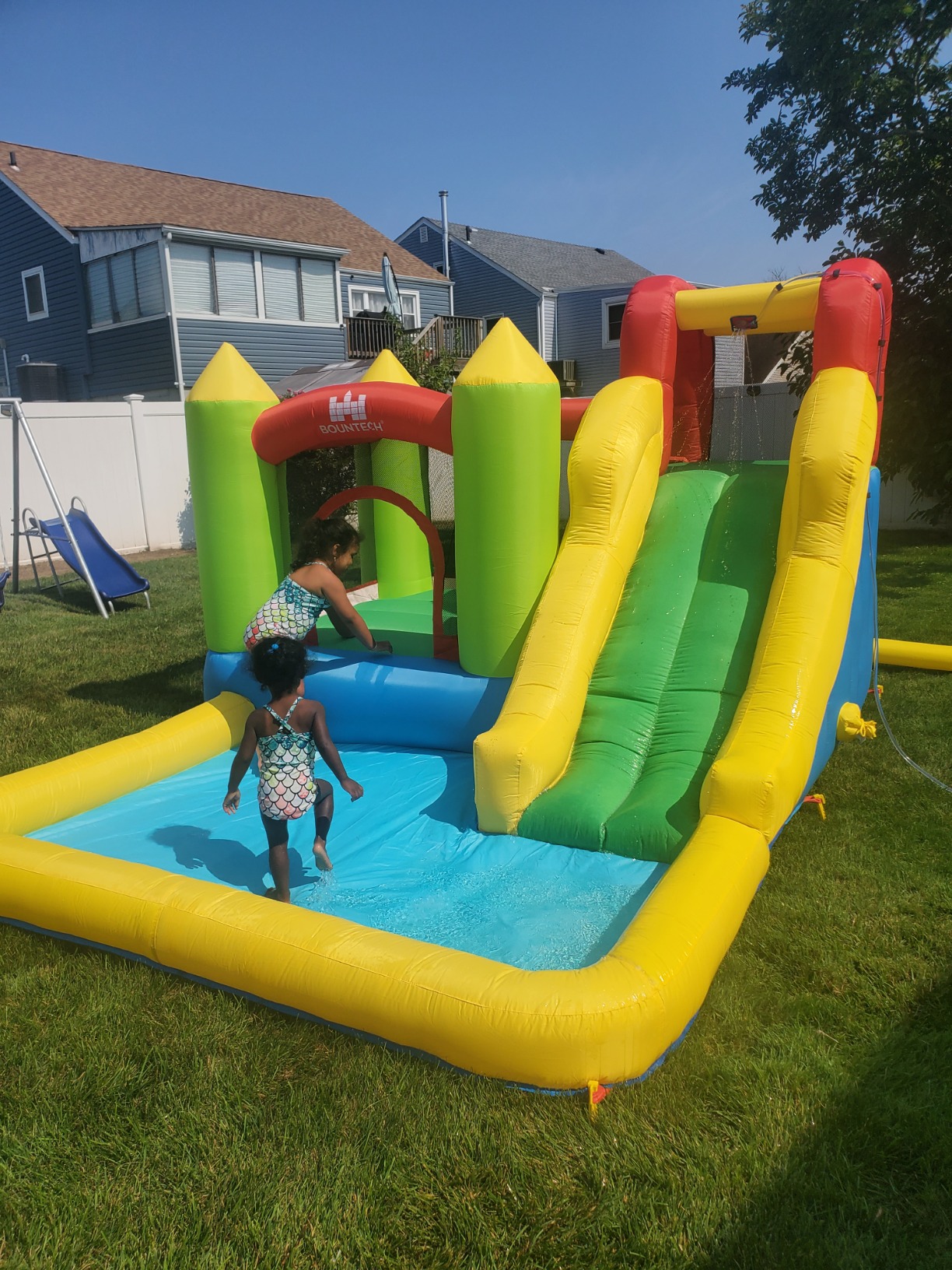 Costzon Inflatable Water Slide, 12 x9FT Kids Water Park Jump Castle Wet Dry with Splash Pool, Water Slides Inflatables for Kids Backyard Party, Blow up Outdoor Water Slide Bounce House customer photo 1