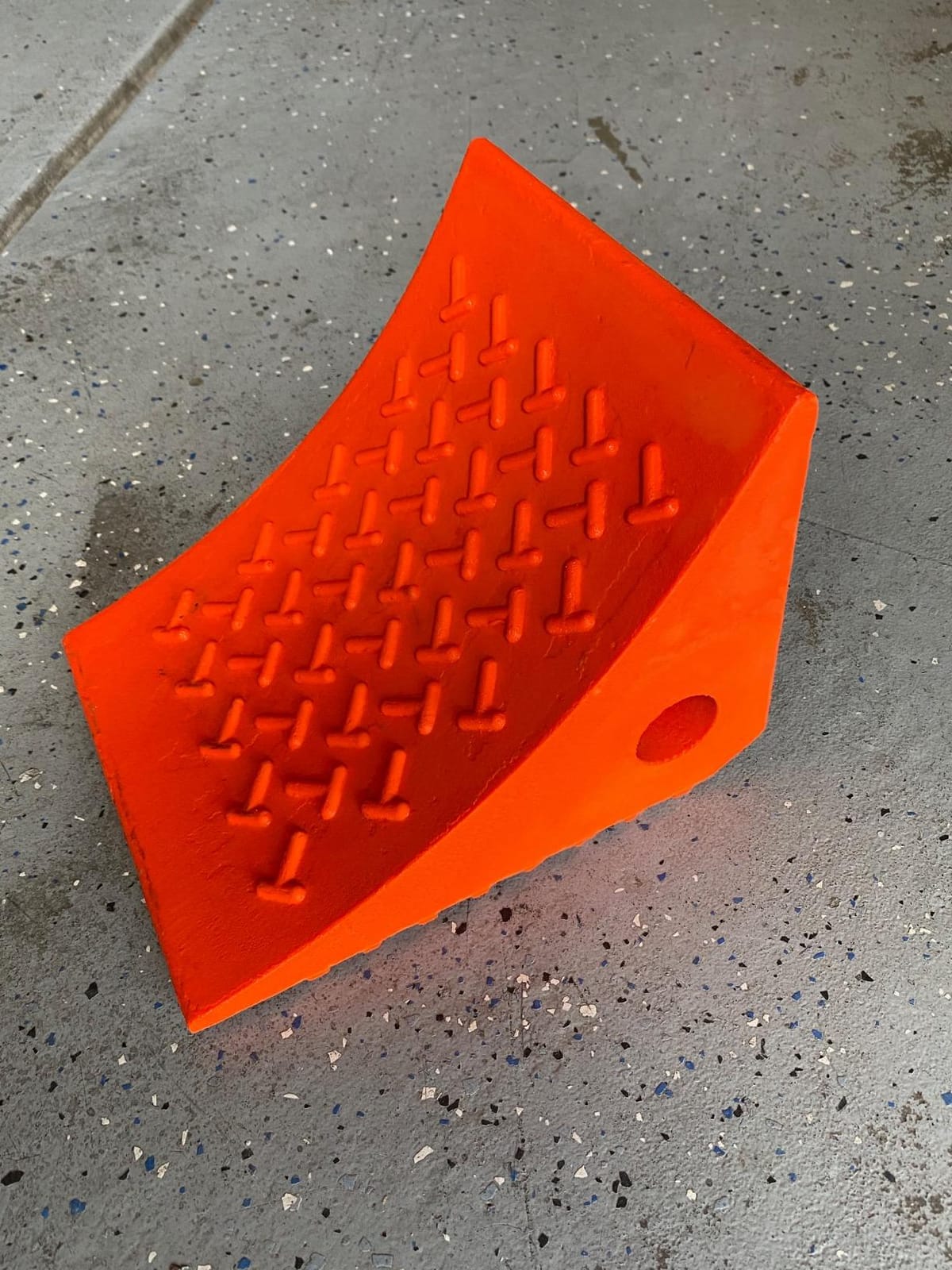 SECURITYMAN Heavy Duty Wheel Chocks (2 Pack) - Durable, Non-Slip, Solid Rubber Wheel Chocks for Boat Trailers, RV, Truck, Camper - Perfect on All Surfaces and in All Weather - Orange customer photo 1