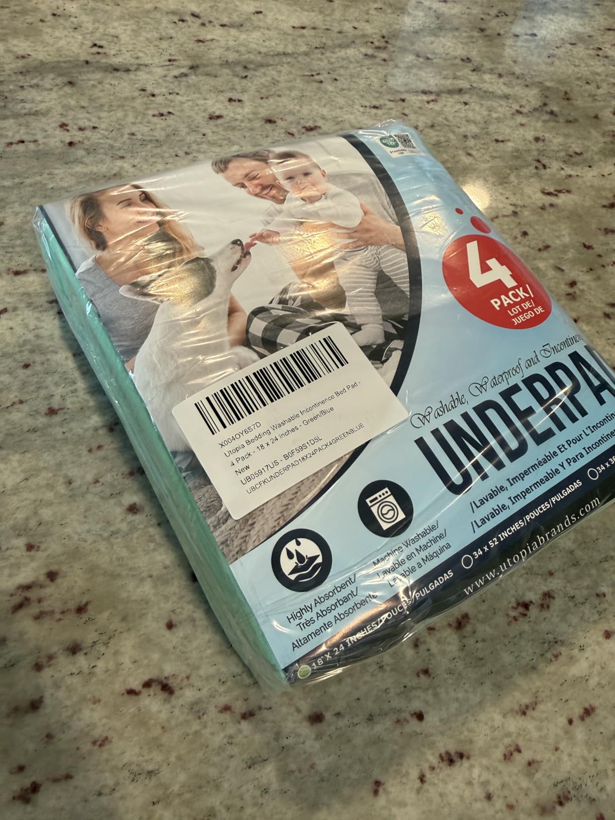 Utopia Bedding 4 Pack Waterproof Reusable Heavy Absorbency Incontinence Bed Pads 34x52, Washable Underpads, Chuck Pads for Adults, Kids, Elderly and Pets, Blue customer photo 1