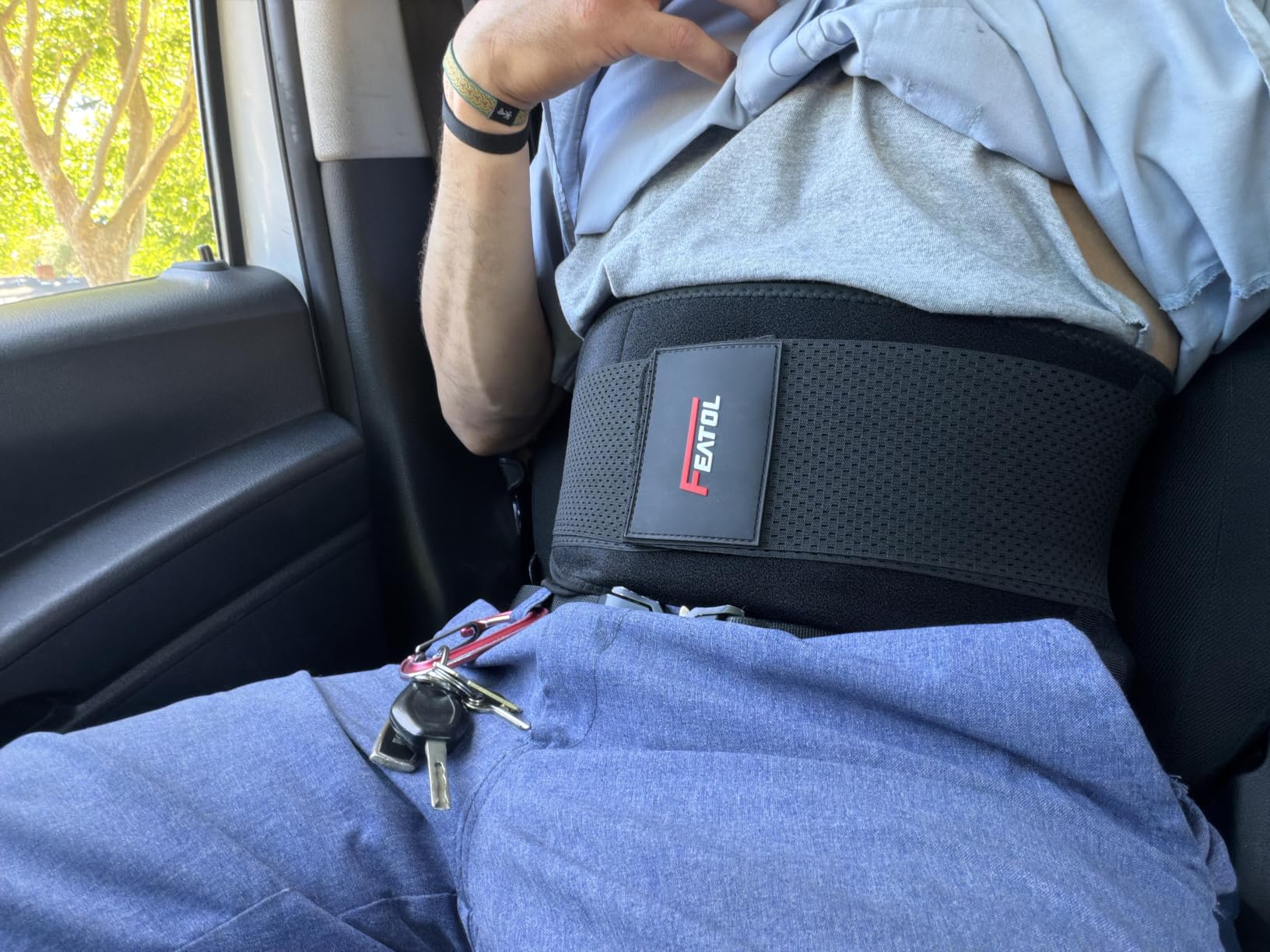 FEATOL Back Brace Support Belt-Lumbar Support Back Brace for Back Pain, Sciatica, Scoliosis, Herniated Disc Adjustable Support Straps-Lower Back Brace with Removable Lumbar Pad for Men & Women customer photo 1