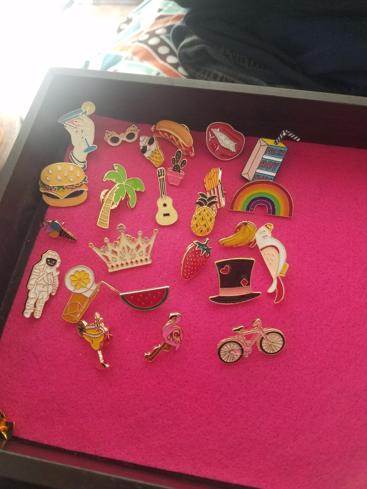 EuTengHao 25 Pieces Cute Enamel Lapel Pin Set Cartoon Brooch Pin Badges Brooch Pins for Clothing Bags Jackets Accessories Supplies DIY Crafts customer photo 1