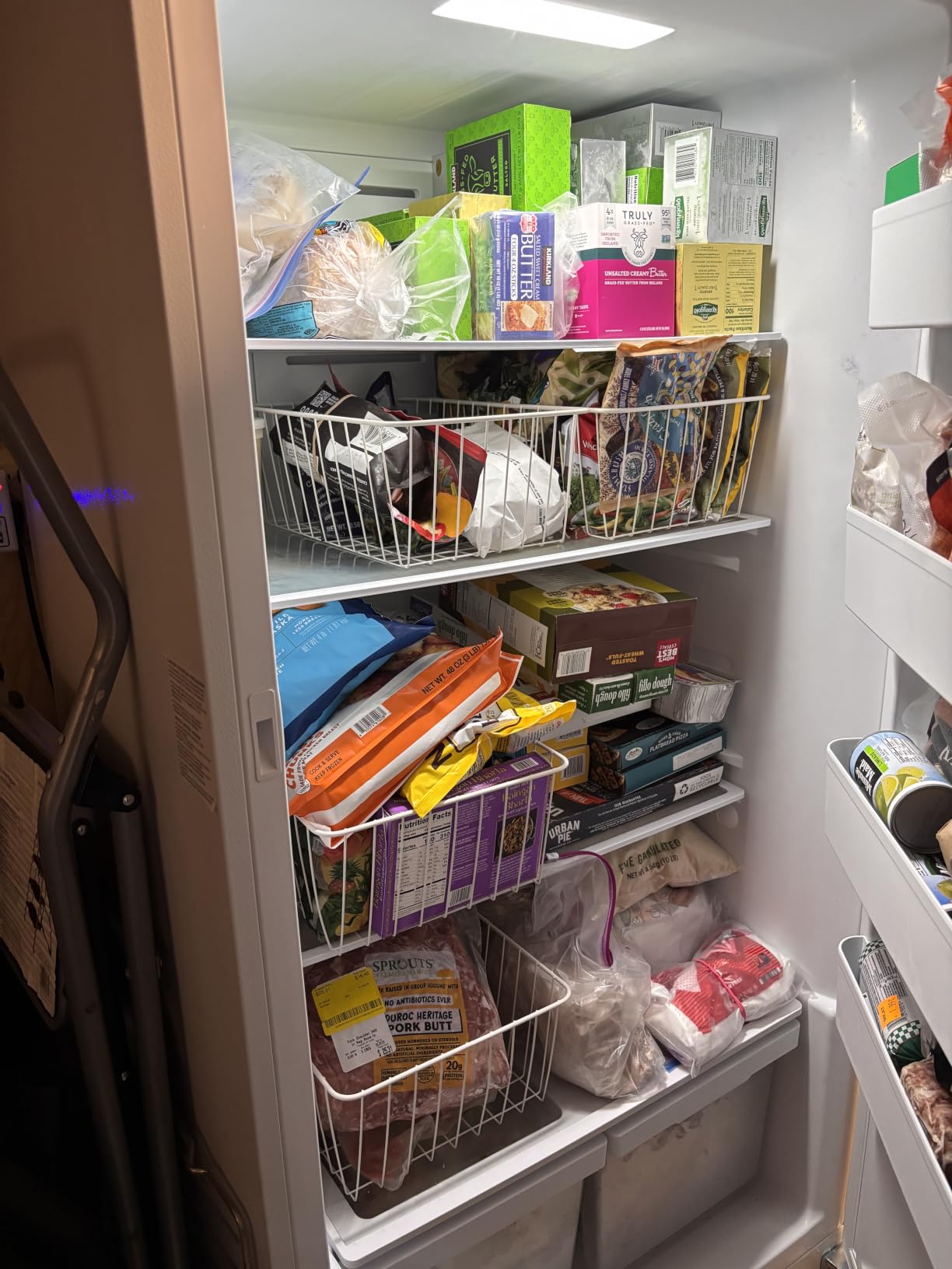 iSPECLE Freezer Organizer Bins - For 16/17/21 Cu Ft Upright Freezer, 4 Pack | Wire Baskets 2 Large & 2 Medium Sizes, Slide-Out for Easy Access, Prevent Food Falling Out, Keep Stand-Up Freezer Tidy, White customer photo 2