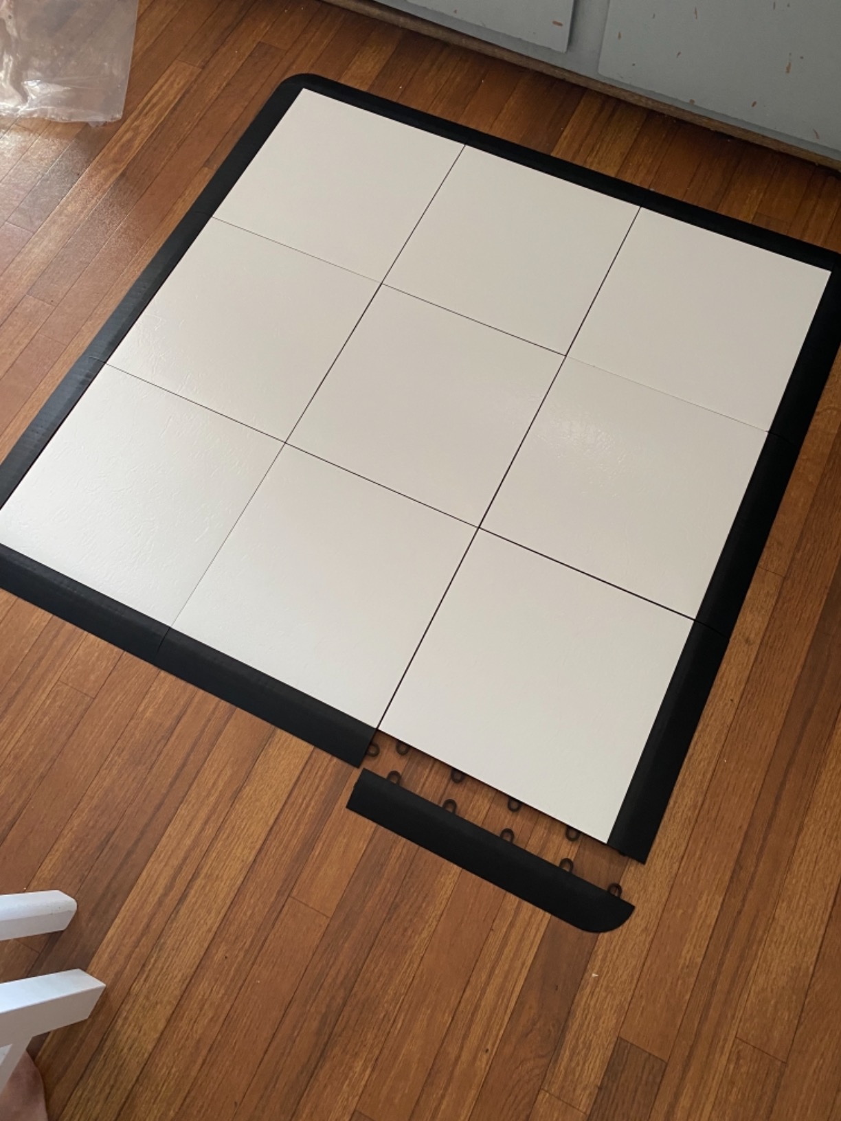 SnapLock Portable Dance Floor, Interlocking Dance Floor Tiles, Lightweight Plastic Modular Kit (3' X 3'), White Finish customer photo 1