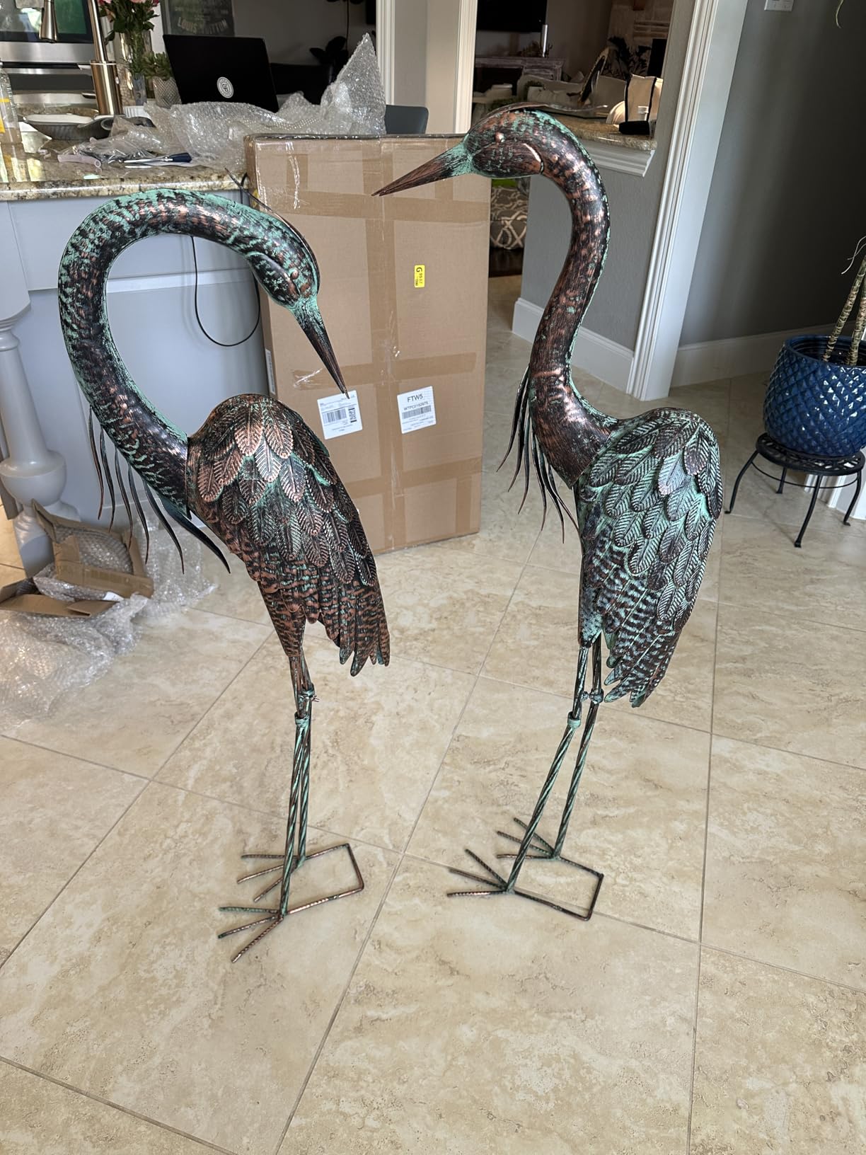 Kircust Garden Crane Statues Metal Heron Outdoor Statue 46 Inch | Standing Patina Decoy, Weather-Resistant and Rustless, Bird Yard Art for Patio Lawn Pond customer photo 1