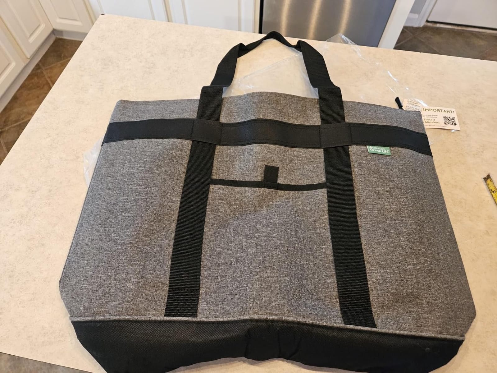 Jumbo Insulated Cooler Bag - Heavy Duty Soft Insulated Grocery Bag (Green) | Thermal insulation keeps food warm or cold, convertible handles to carry sideways for pizza, delivery bag, beach, travel. customer photo 2