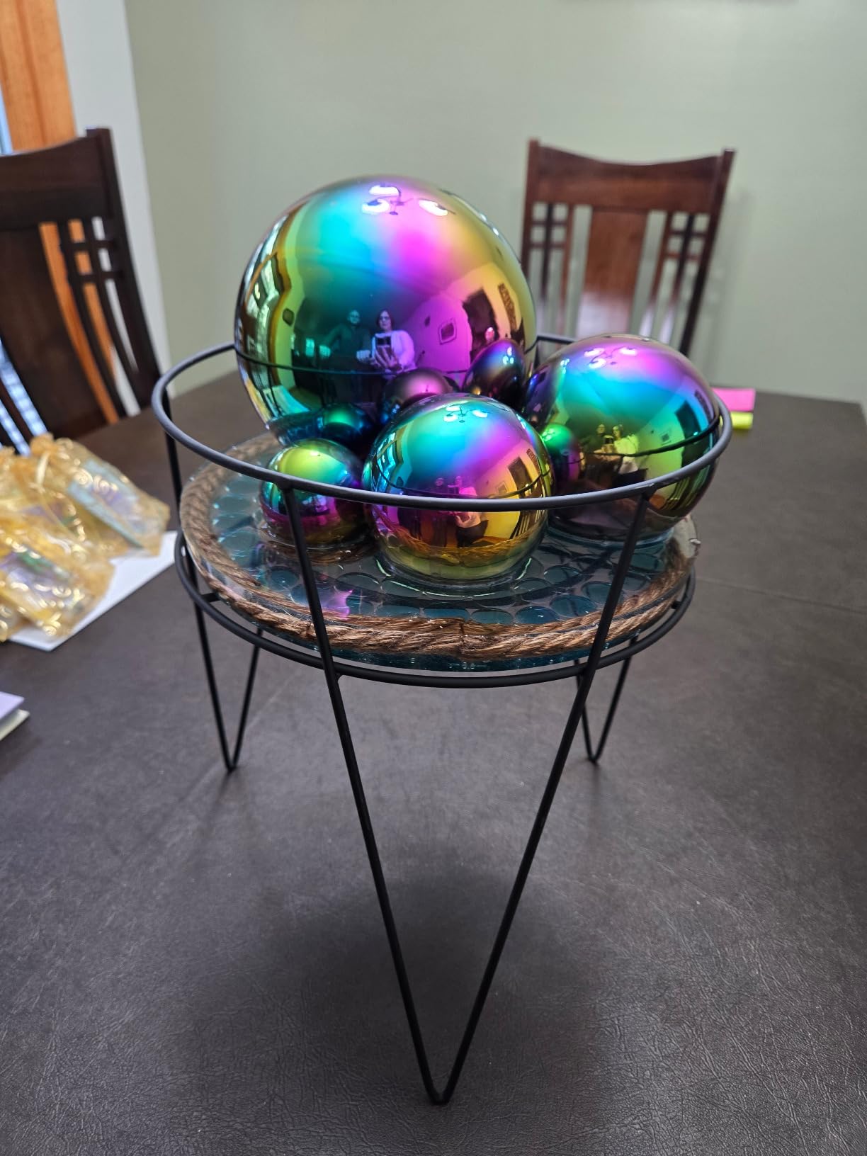Gazing Ball Garden Mirror Outdoor, Outside Decorative Globe Silver 5Pcs Mix | Metal Polished Reflective Sphere, Stainless Steel Hollow Decoration Ornament for Home Pond Swimming Pool Housewarming Gift customer photo 2