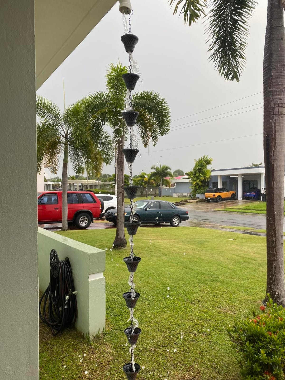 8.5FT Bell Iron Rain Chain for Gutters and Rain Barrel+Adapter, Copper | Rain Chains for Downspout, Rust-Prevent Plated, Thick Chain, Decorative, Large Cup, Heavy Rain customer photo 1