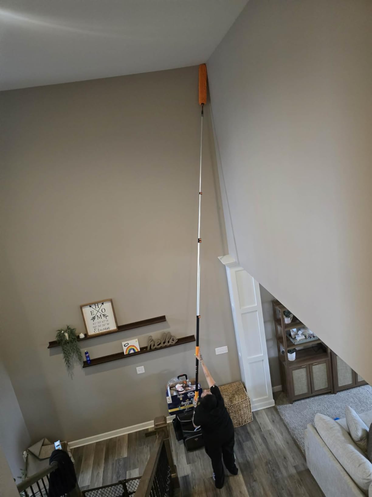 30 Foot High Reach Duster Kit with 5-24 ft Extension Pole // High Ceiling Dusting and Window Cleaning Kit with Telescopic Pole // Window Washer & Squeegee, Cobweb Duster, Fan Blade and Feather Duster customer photo 2