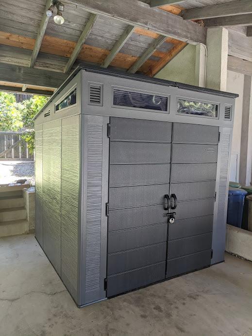 Suncast Modern Outdoor Storage Shed, 200 cu. ft. Peppercorn Resin Shed for Lawn Mower, Bikes customer photo 1