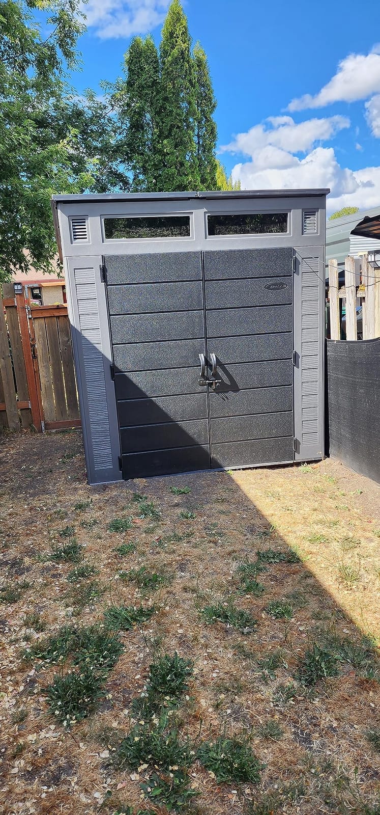 Suncast Modern Outdoor Storage Shed, 200 cu. ft. Peppercorn Resin Shed for Lawn Mower, Bikes customer photo 2