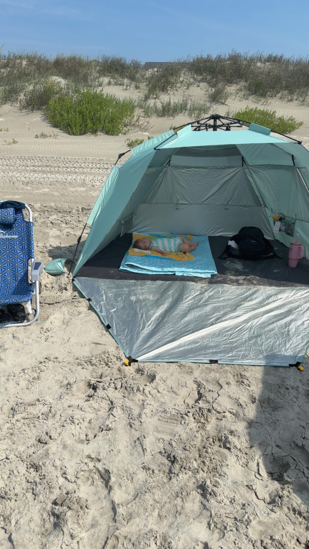 WhiteFang Deluxe Pop Up Beach Tent Sun Shade Shelter for 3-4/5-6 Person, UV Protection, Extendable Floor with 3 Ventilating Windows Plus Carrying Bag, Stakes, and Guy Lines customer photo 2