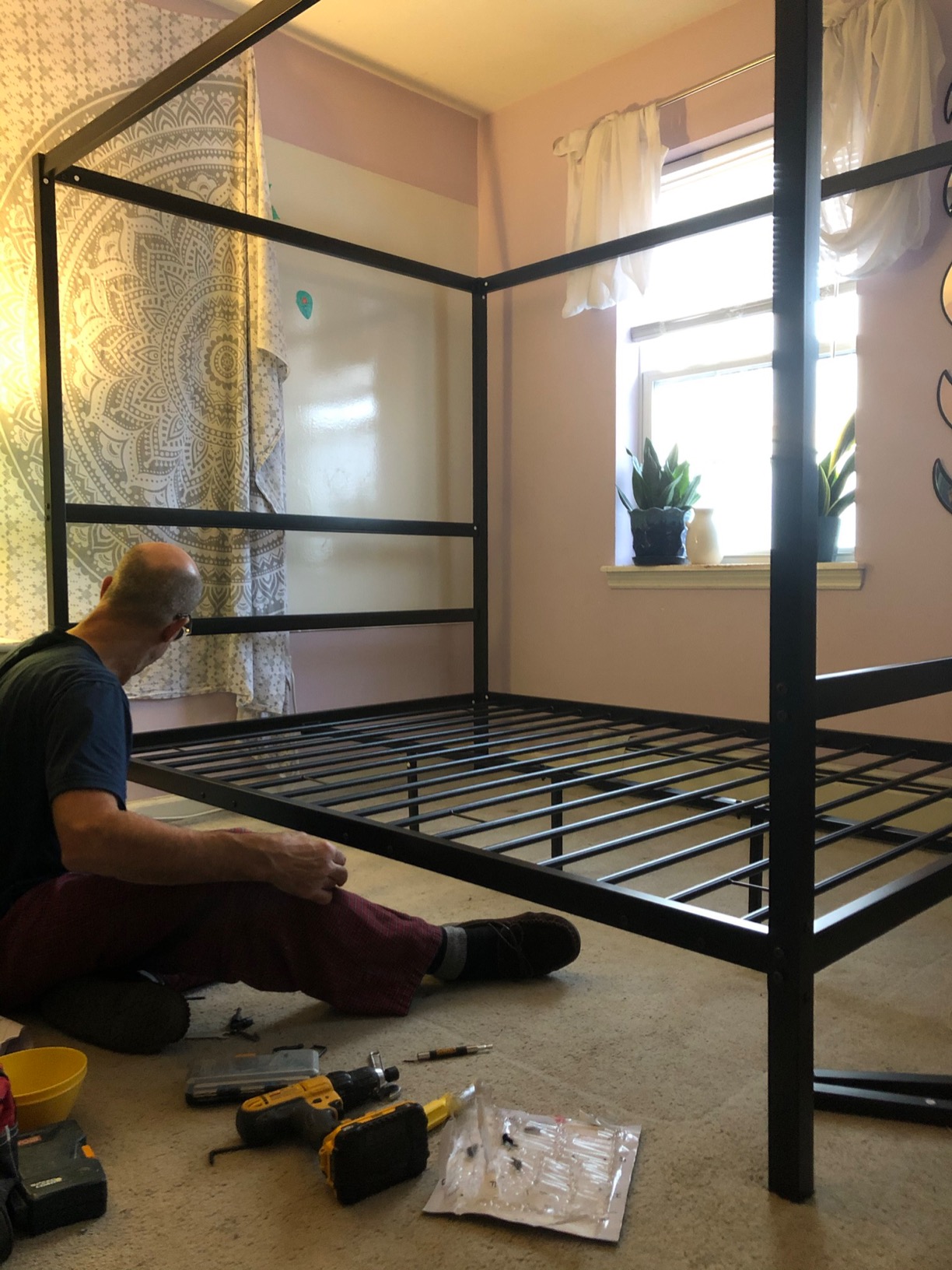 Bonnlo Black Canopy Bed Frame Full with Headboard, 10 Inch Metal Platform Bed Full with 4 Posters, No Box Spring Needed customer photo 2