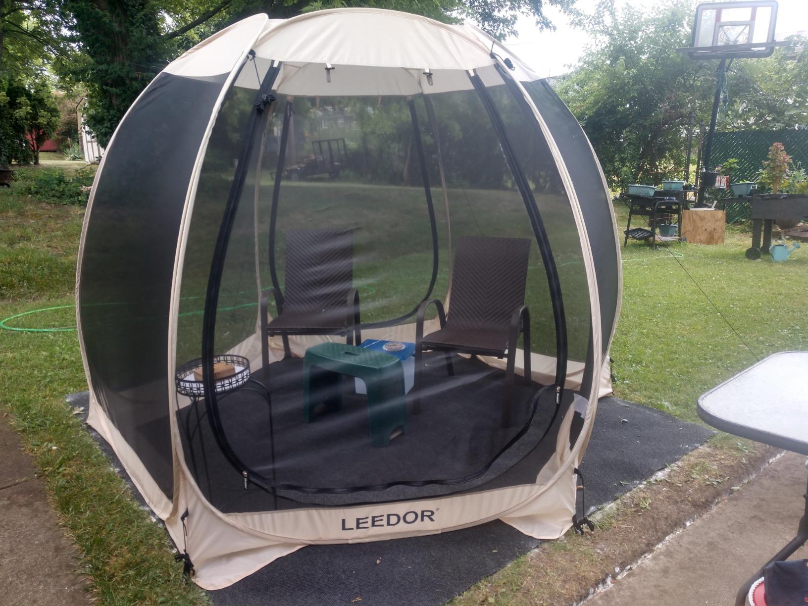 LEEDOR Pop Up Screen House, 6-10-15 Person Outdoor Screen Tent, Camping Screen Room with Carry Bag, Screened Gazebo with Mosquito Netting, Instant UV Resistant Sun Shelter for Garden, Patio, Backyard customer photo 2